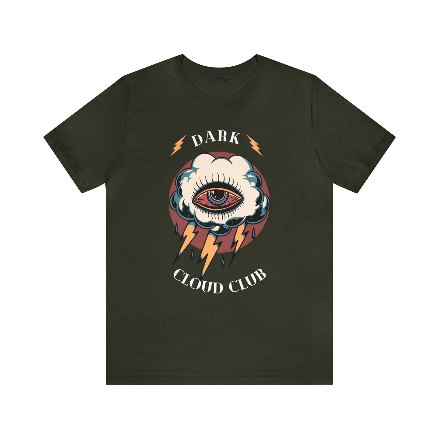 Dark Cloud Club Tattoo T-shirt / Dark Cloud Lightning Eye Unisex Vintage Traditional Tattoo Tee Shirt / Punk Rock Clothing Tshirt - Foxlark Crystal Jewelry