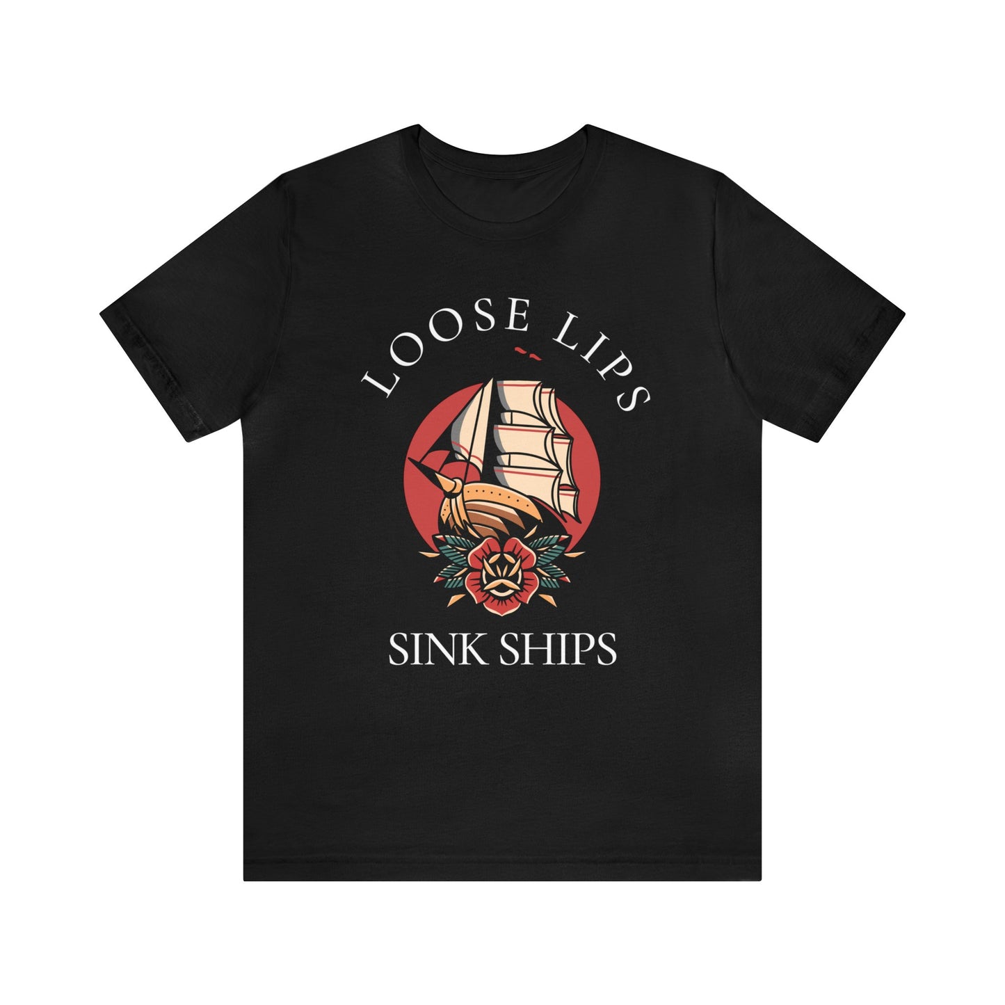 Loose Lips Sink Ships Tattoo T-shirt / Traditional Tattoo Tee Shirt / Punk Rock Clothing Tshirt Rockabilly Psychobilly Freak Goth - Foxlark Crystal Jewelry
