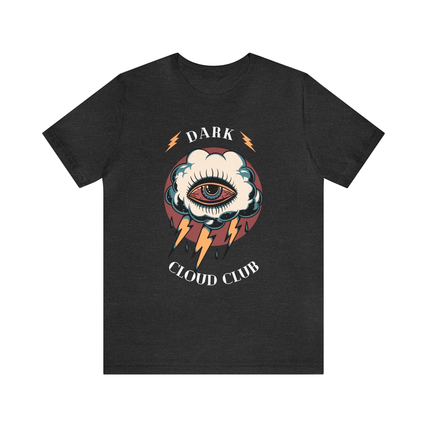 Dark Cloud Club Tattoo T-shirt / Dark Cloud Lightning Eye Unisex Vintage Traditional Tattoo Tee Shirt / Punk Rock Clothing Tshirt - Foxlark Crystal Jewelry