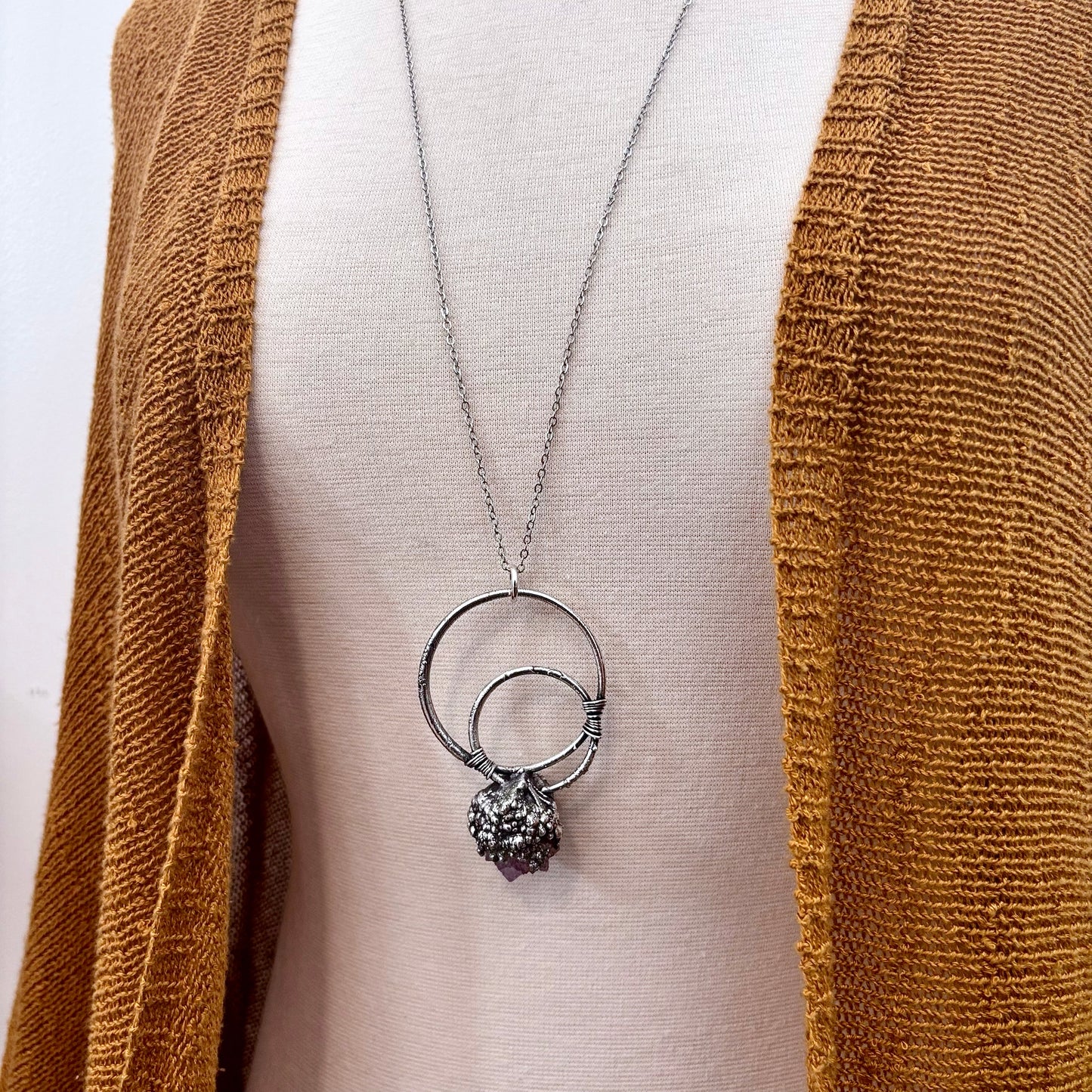 Raw Spirit Quartz Crystal Necklace in Fine Silver / Foxlark Collection - One of a Kind