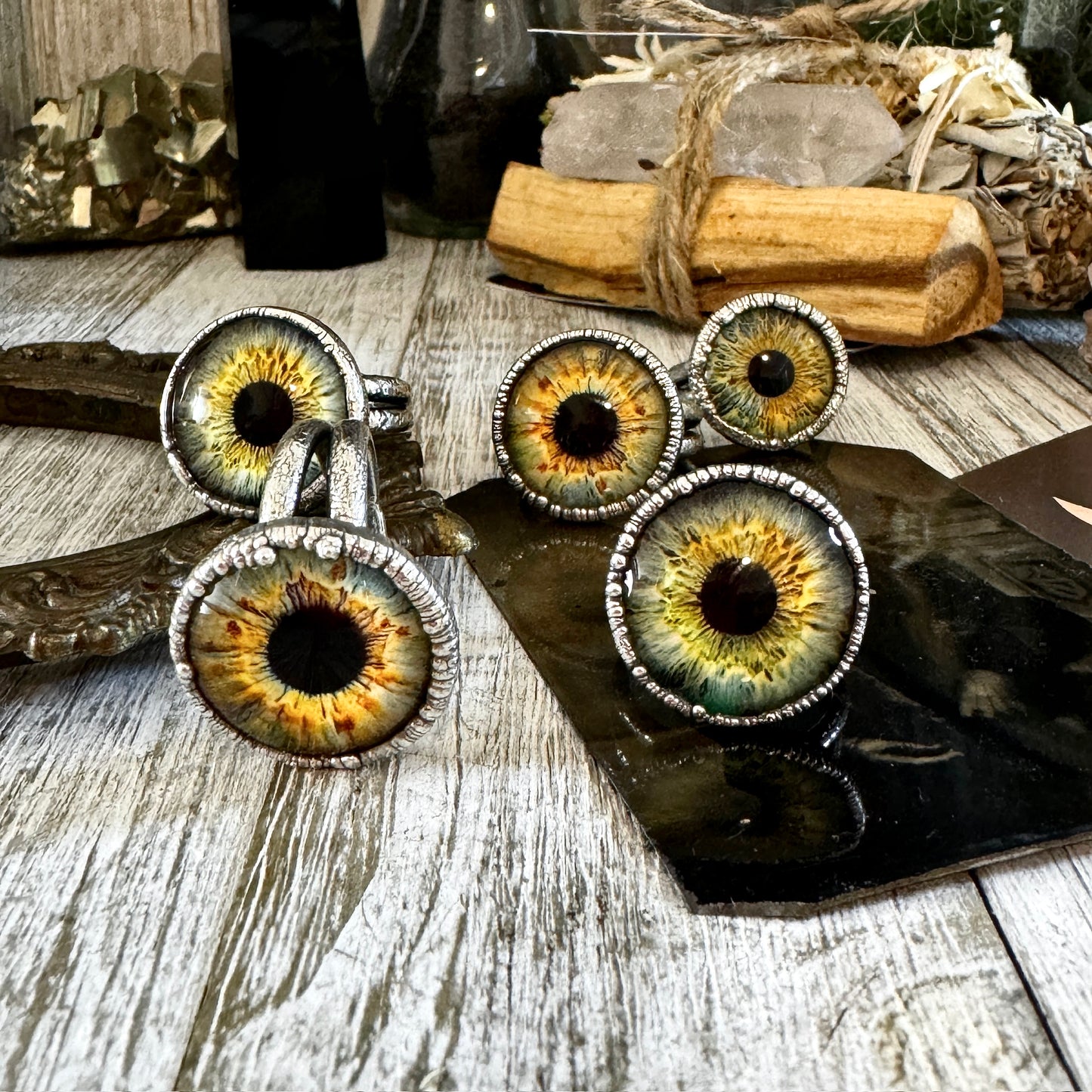 Glass Eye Ring Silver Size 6 7 8 9 10 11 / Foxlark Collection