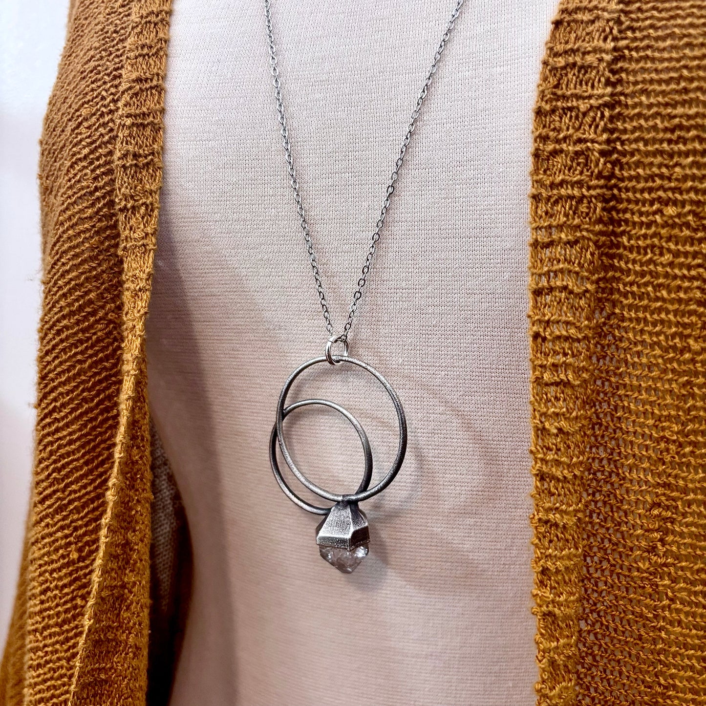 Herkimer Diamond Crystal Necklace in Fine Silver / Foxlark Collection - One of a Kind