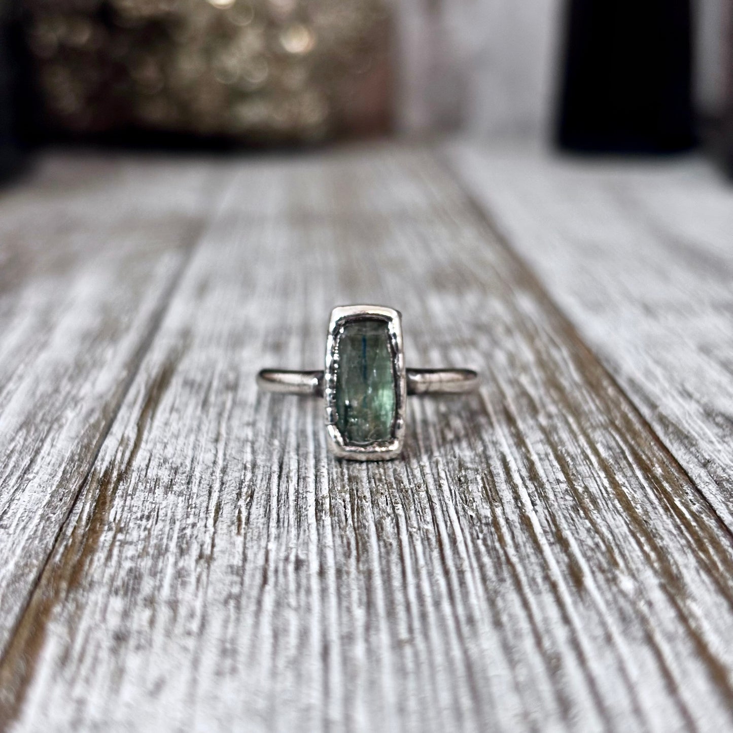 Blue Kyanite Ring Fine Silver Small Faceted Stone Ring Size 5 6 7 8 9 10 11 / Foxlark Collection