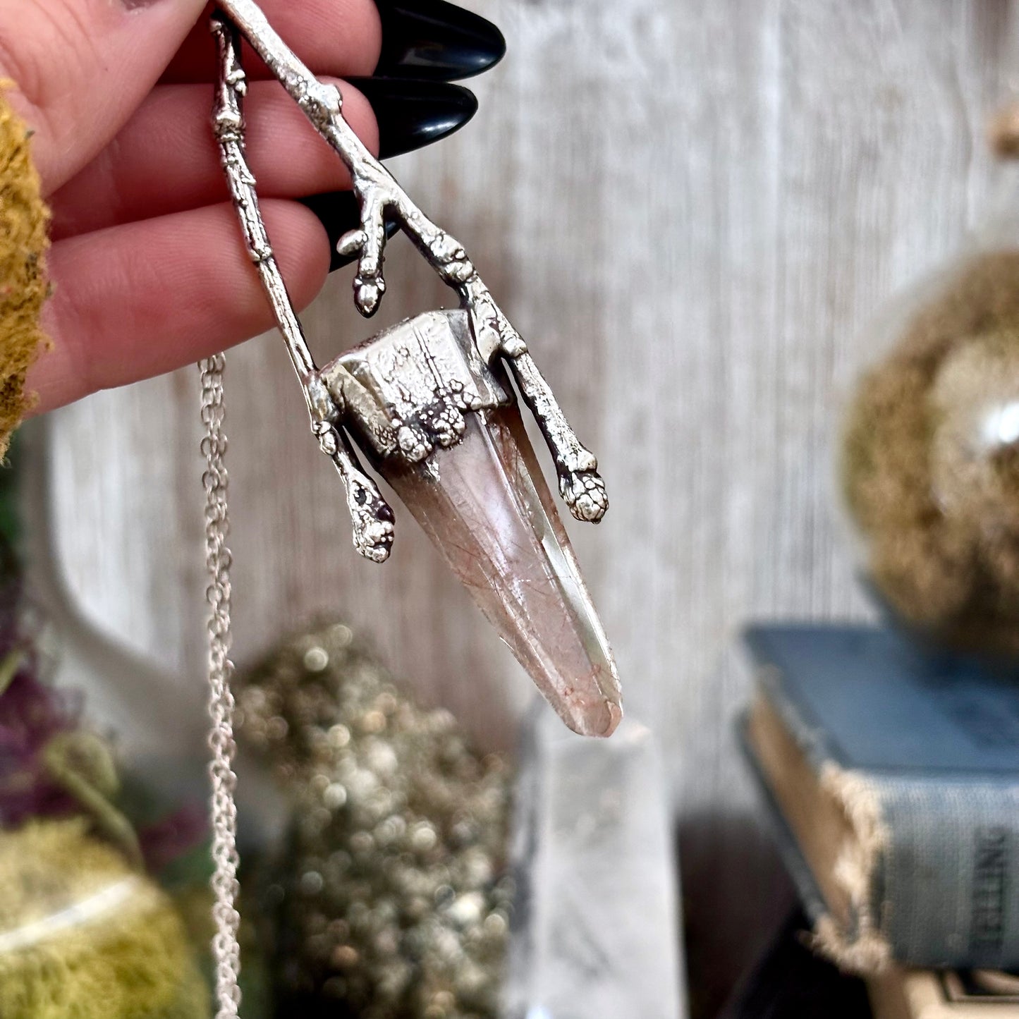 Rutilated Quartz Crystal Necklace in Silver / Sticks & Stones Collection