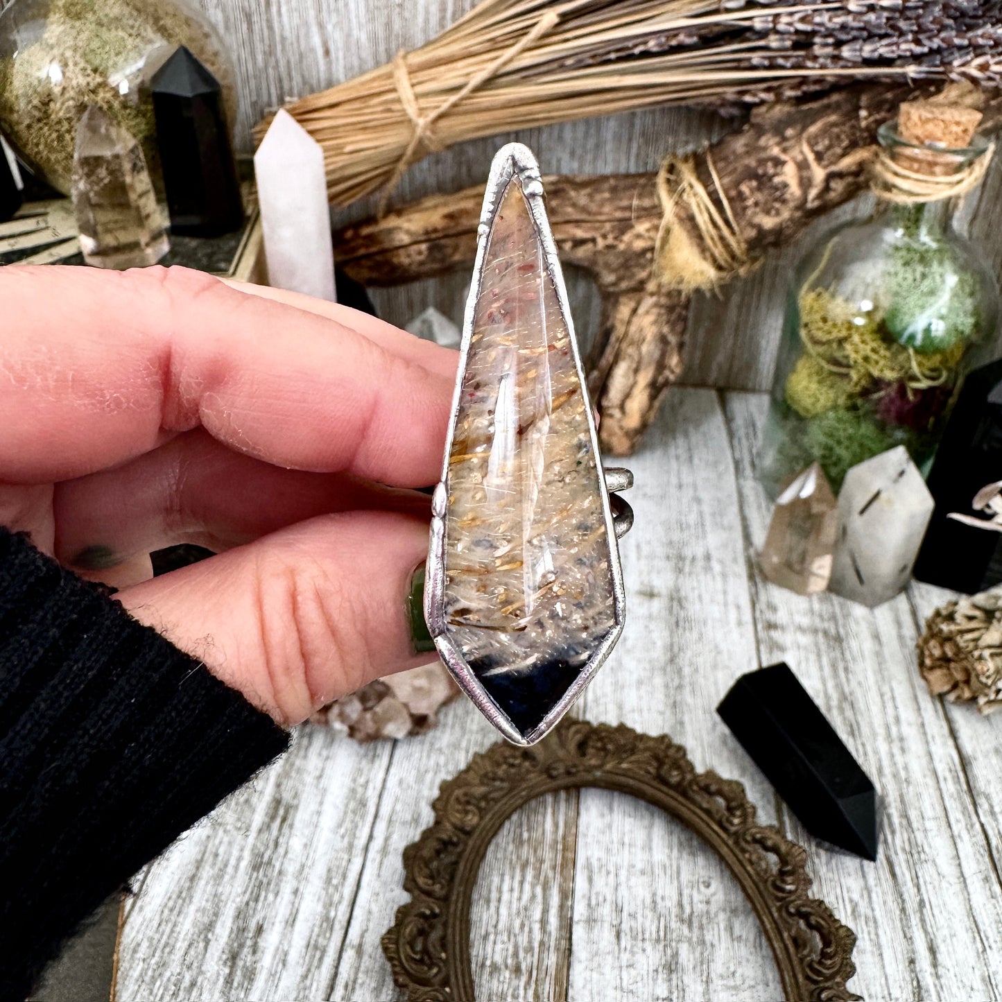 Fossilized Palm Root Ring Size 8 / Foxlark Crystal Jewelry Collection