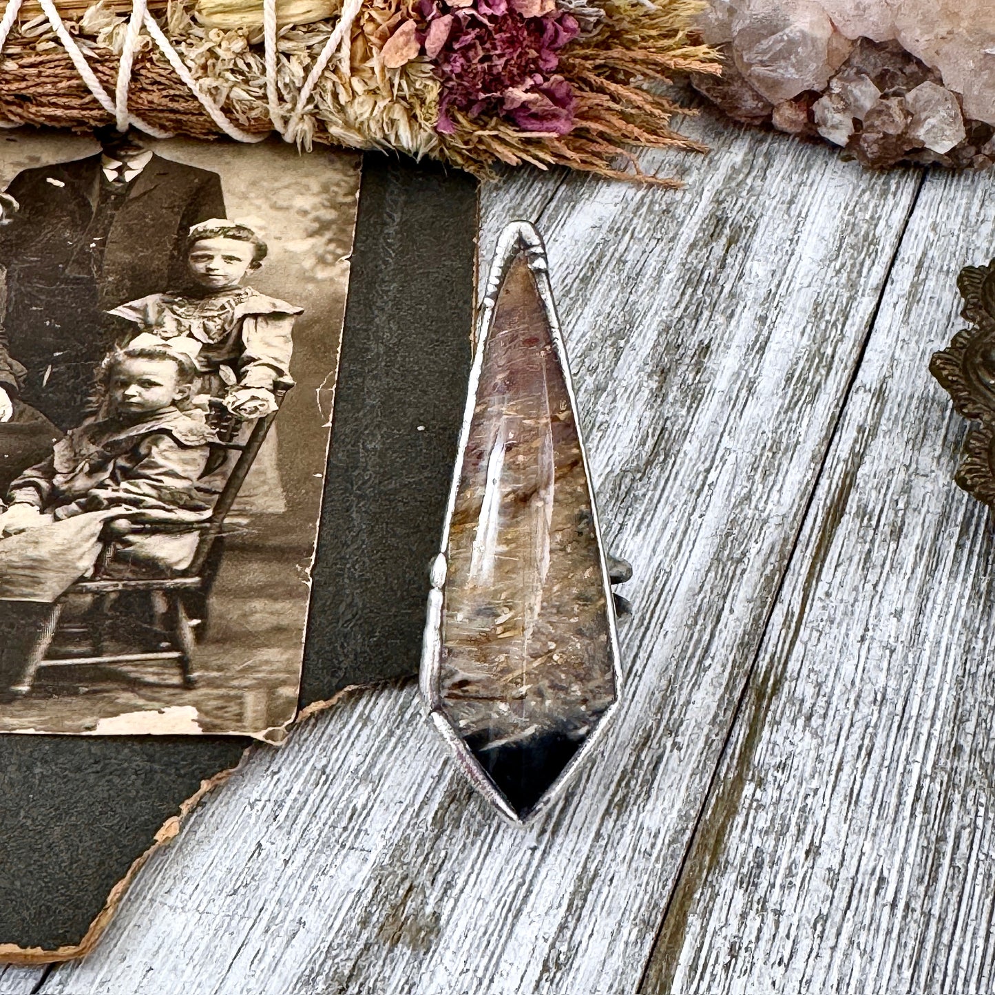 Fossilized Palm Root Ring Size 8 / Foxlark Crystal Jewelry Collection