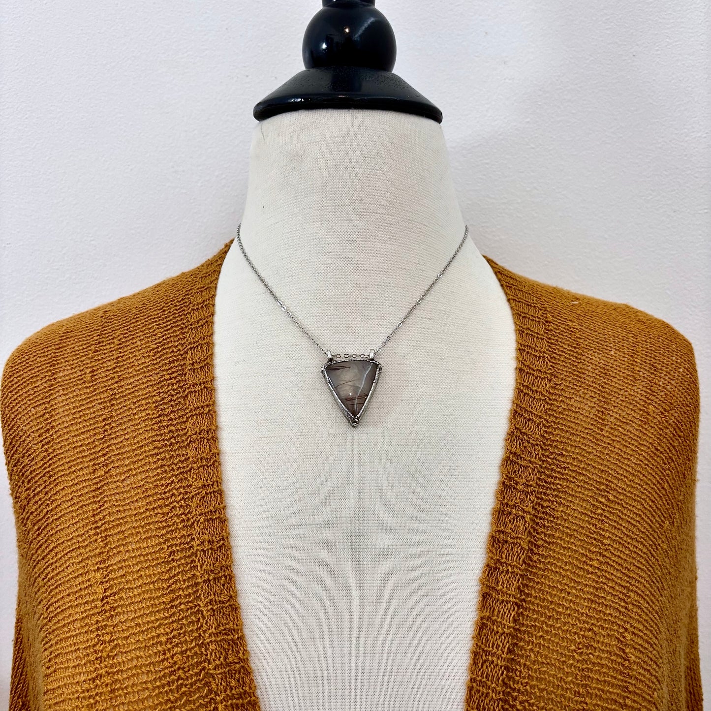 Rutilated Quartz Crystal Necklace in Fine Silver / Foxlark Collection - One of a Kind