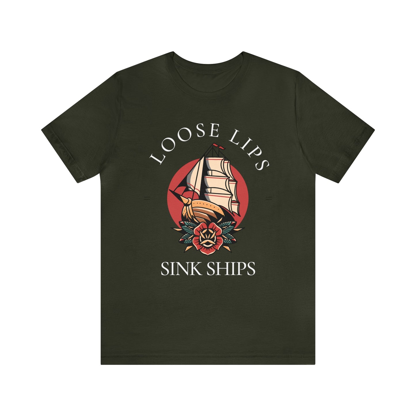 Loose Lips Sink Ships Tattoo T-shirt / Traditional Tattoo Tee Shirt / Punk Rock Clothing Tshirt Rockabilly Psychobilly Freak Goth - Foxlark Crystal Jewelry