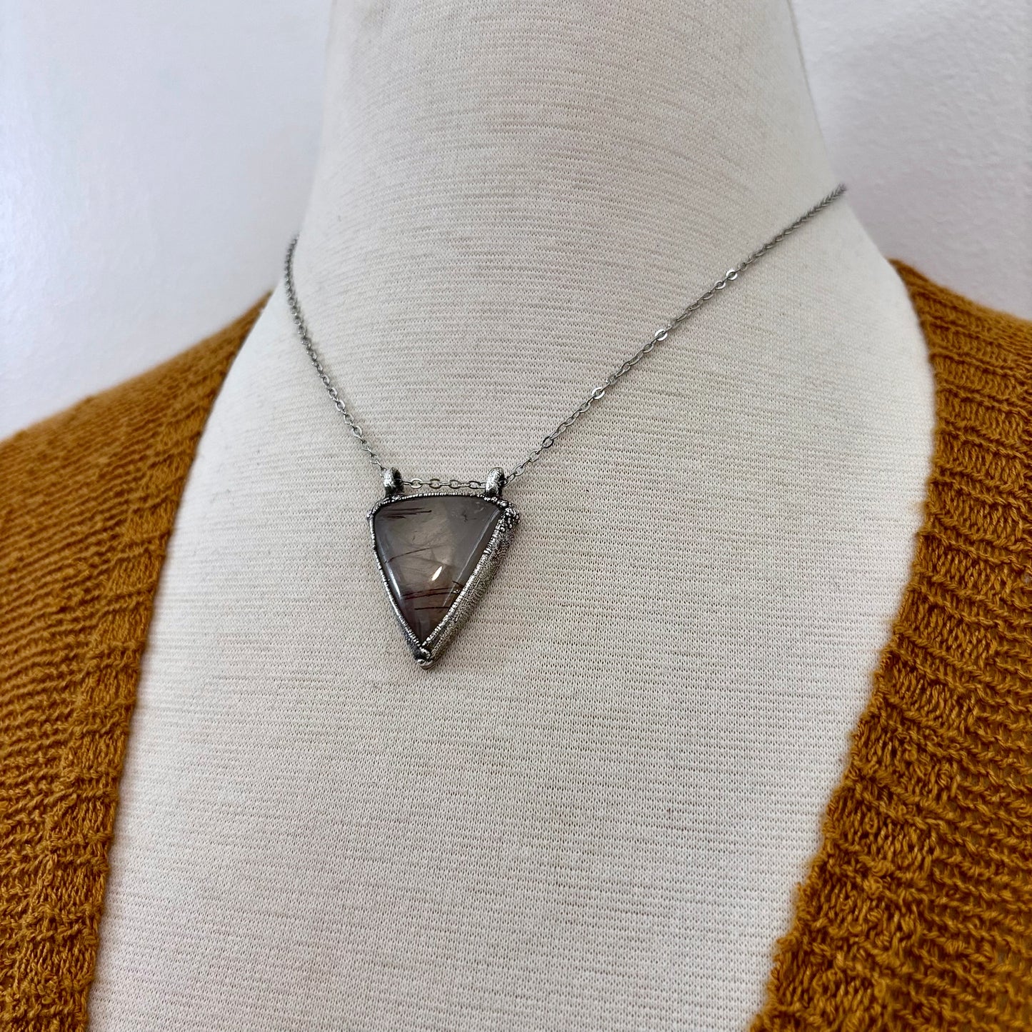 Rutilated Quartz Crystal Necklace in Fine Silver / Foxlark Collection - One of a Kind