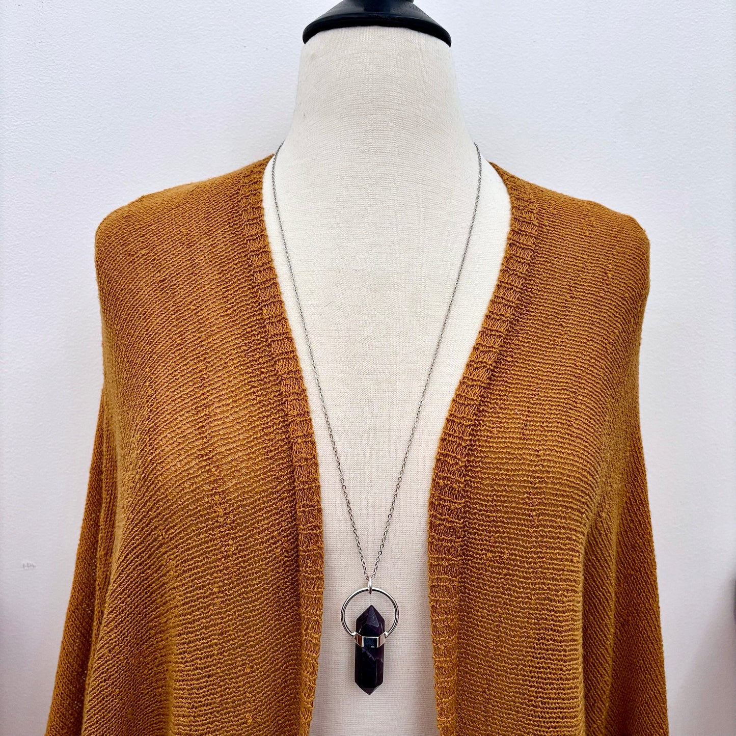 Amethyst Crystal Point Necklace in Sterling Silver, Purple Necklace -Designed by FOXLARK Collection