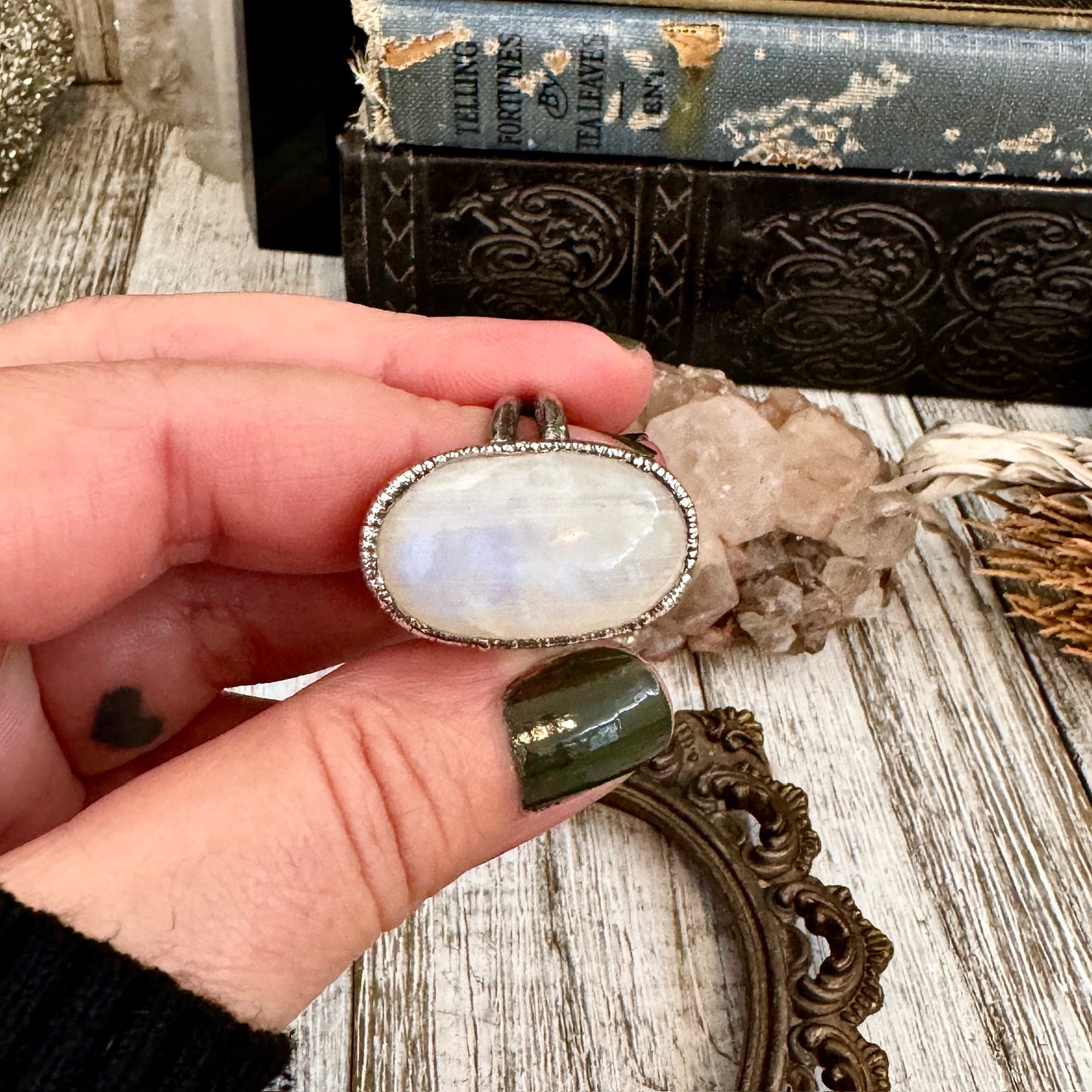 Rainbow Moonstone Ring Silver Size 10 / Foxlark Collection