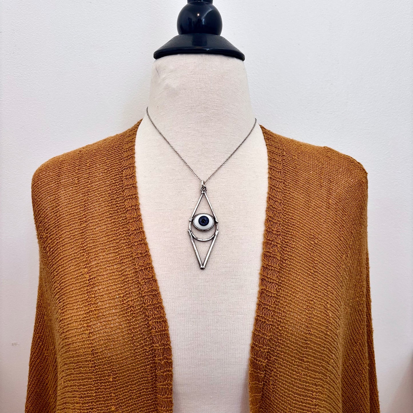 Moss & Moon Collection - Blue Iris Glass Eye Necklace set Fine Silver /