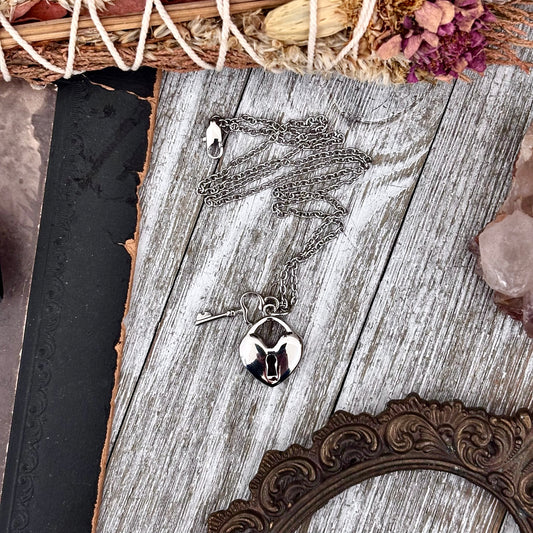 Heart Lock and Key Urn Pendant Necklace - Stainless Steel / Cremation Jewelry