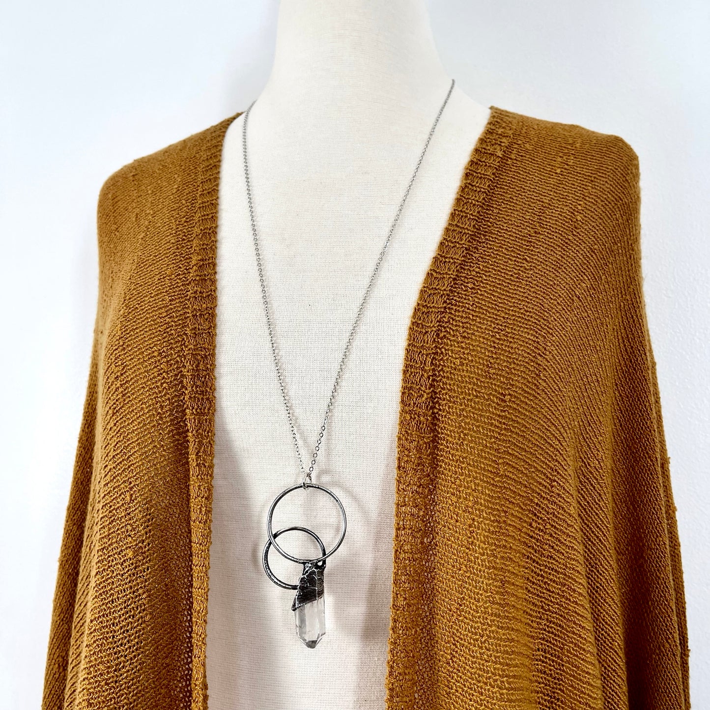 Big Clear Quartz Crystal Necklace in Fine Silver / Foxlark Collection - One of a Kind