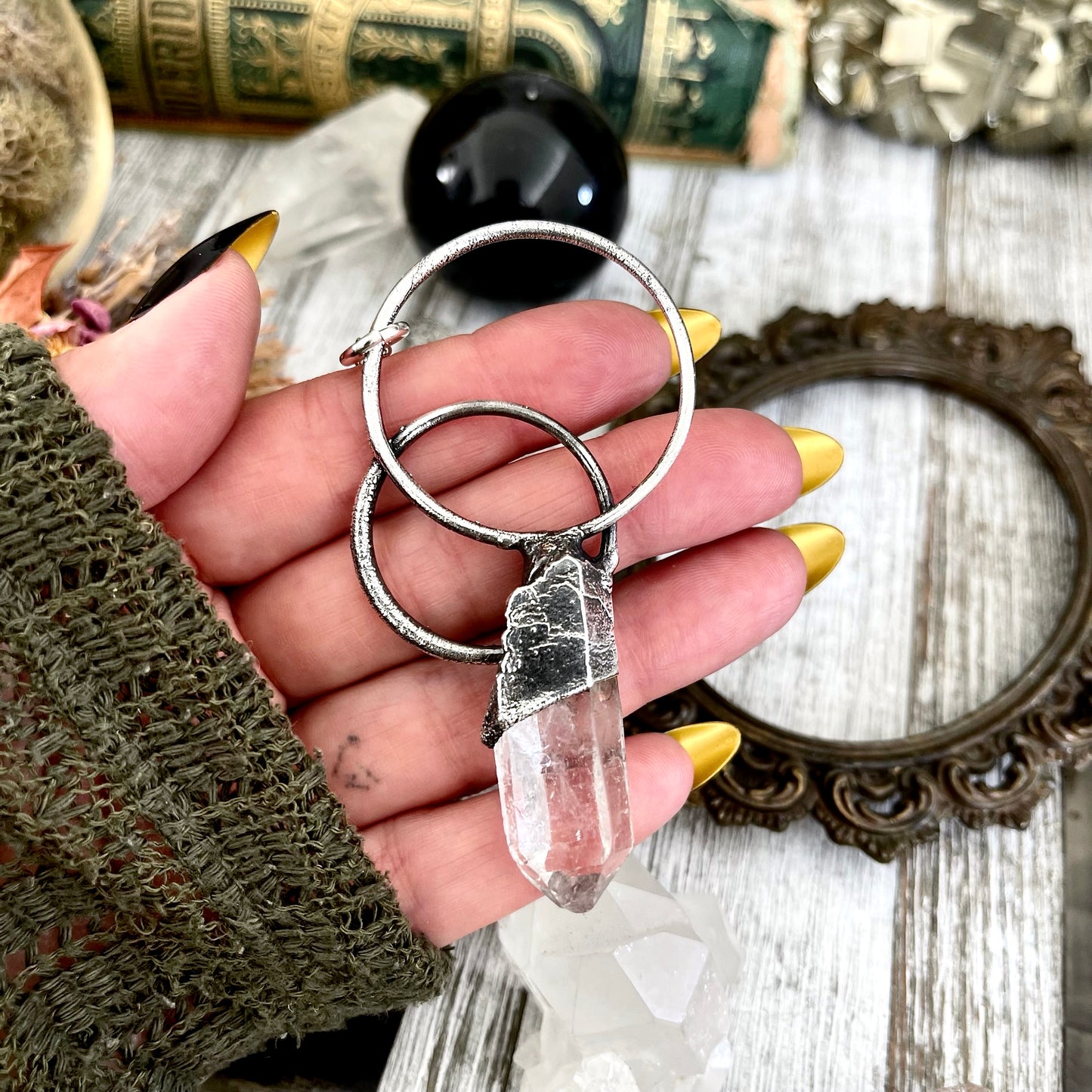Big Clear Quartz Crystal Necklace in Fine Silver / Foxlark Collection - One of a Kind