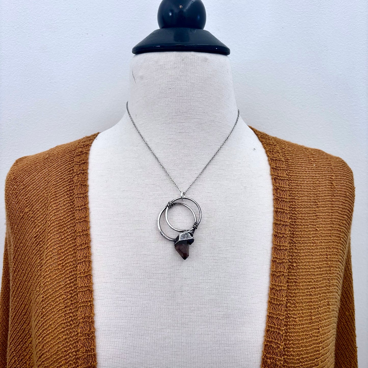 Raw Smoky Quartz Crystal Necklace in Fine Silver / Foxlark Collection - One of a Kind