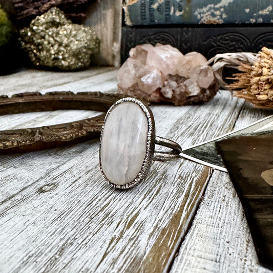 Rainbow Moonstone Ring Silver Size 10 / Foxlark Collection