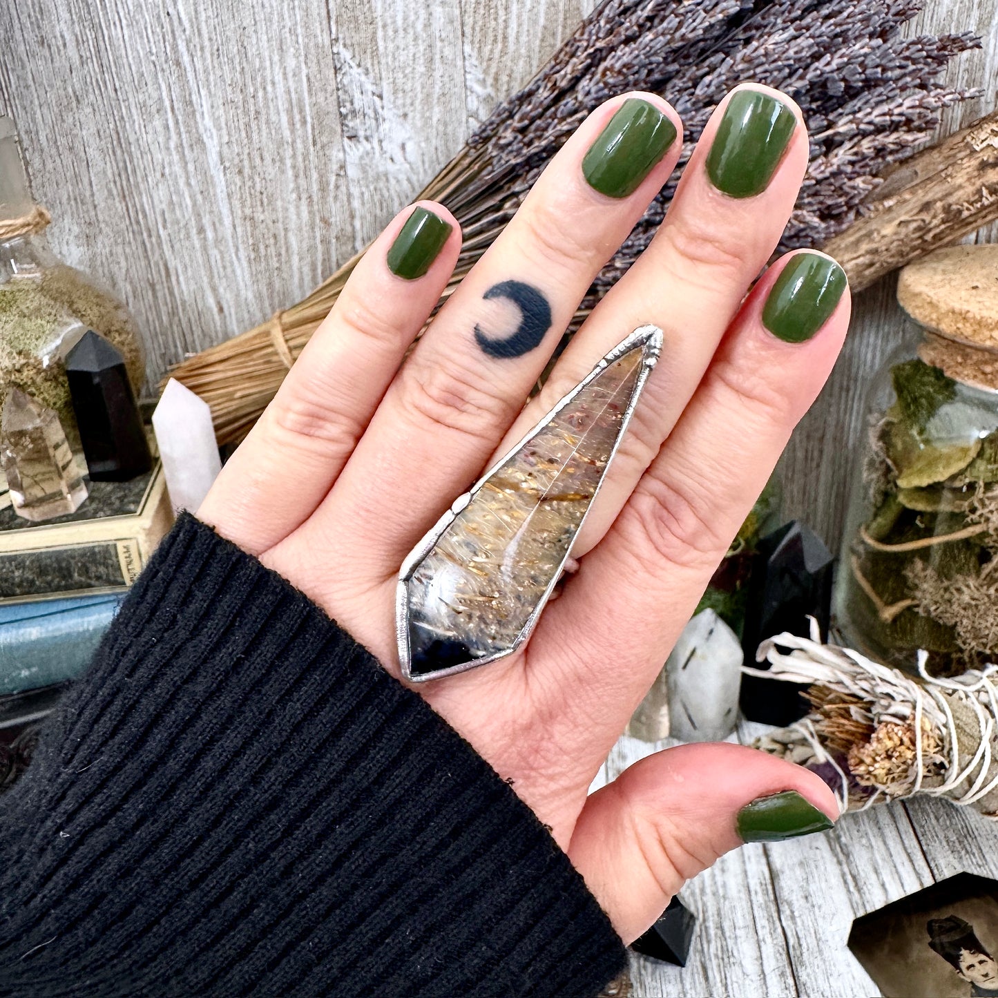 Fossilized Palm Root Ring Size 8 / Foxlark Crystal Jewelry Collection