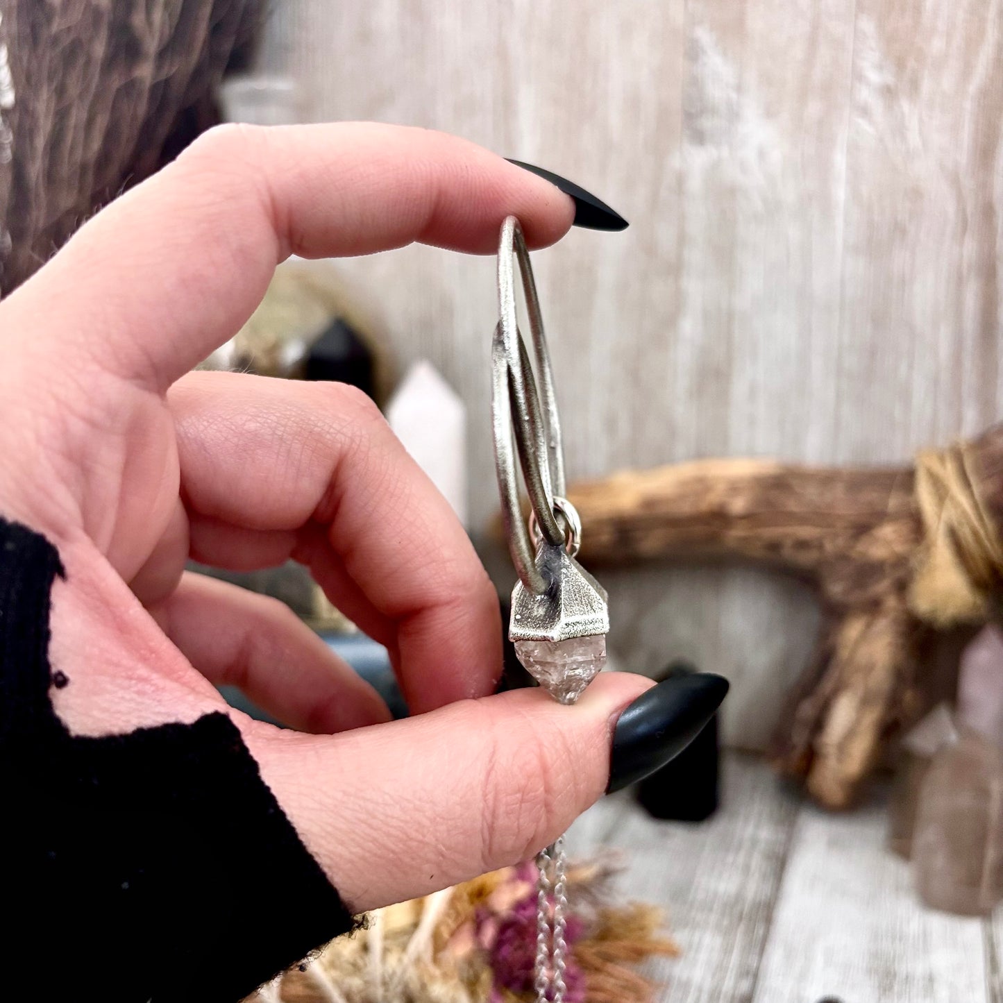 Herkimer Diamond Crystal Necklace in Fine Silver / Foxlark Collection - One of a Kind