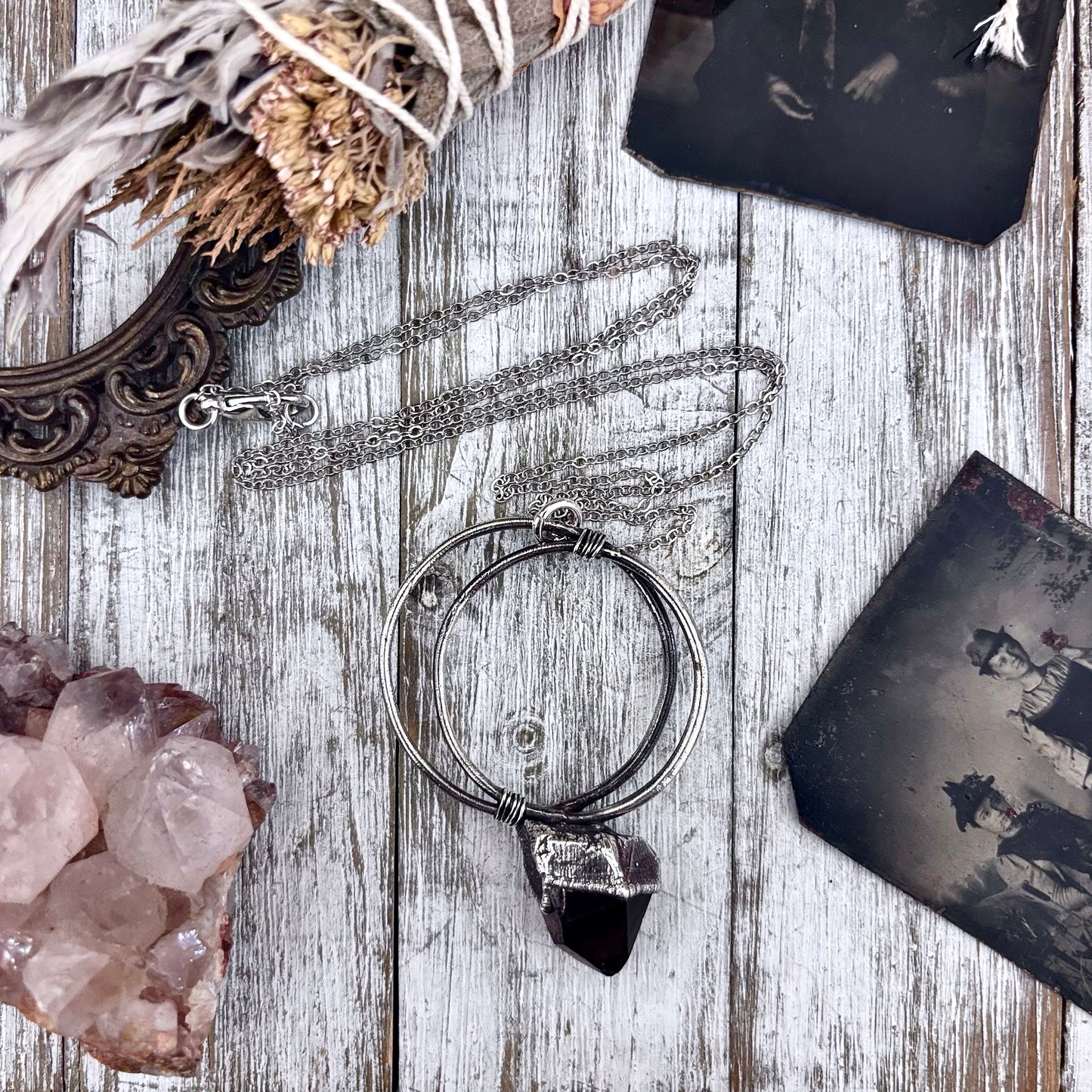 Raw Smoky Quartz Crystal Necklace in Fine Silver / Foxlark Collection - One of a Kind