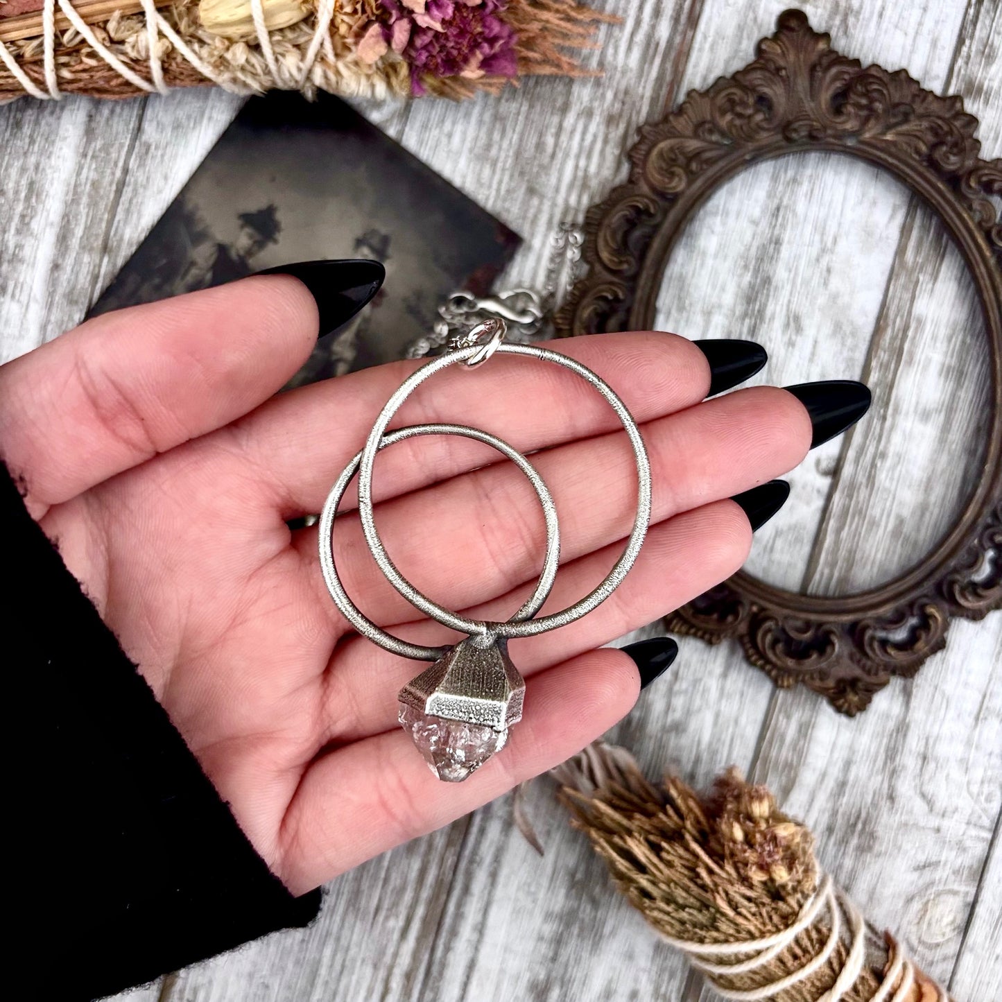 Herkimer Diamond Crystal Necklace in Fine Silver / Foxlark Collection - One of a Kind