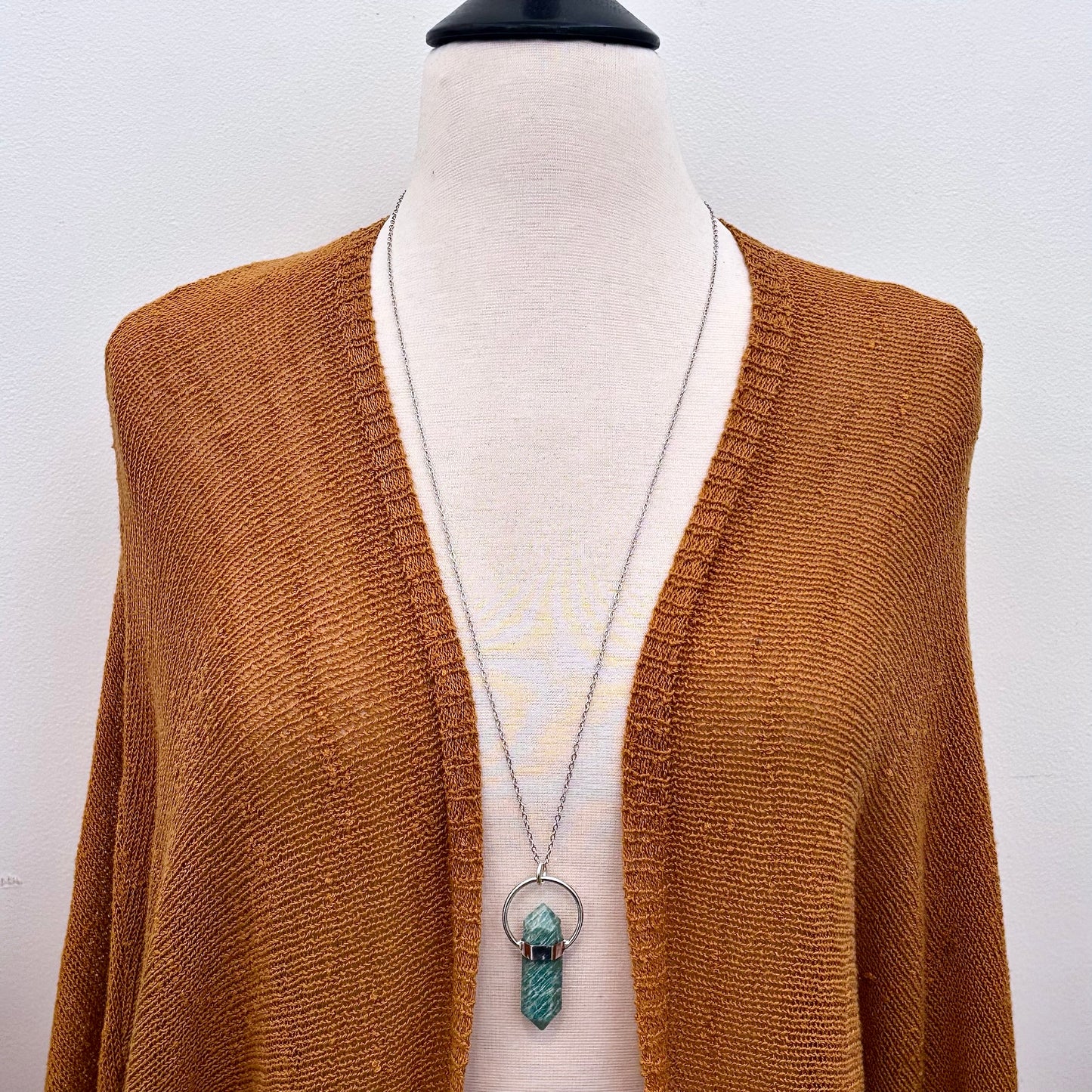 Amazonite Crystal Point Necklace in Sterling Silver, Blue Amazonite Pendant -Designed by FOXLARK Collection