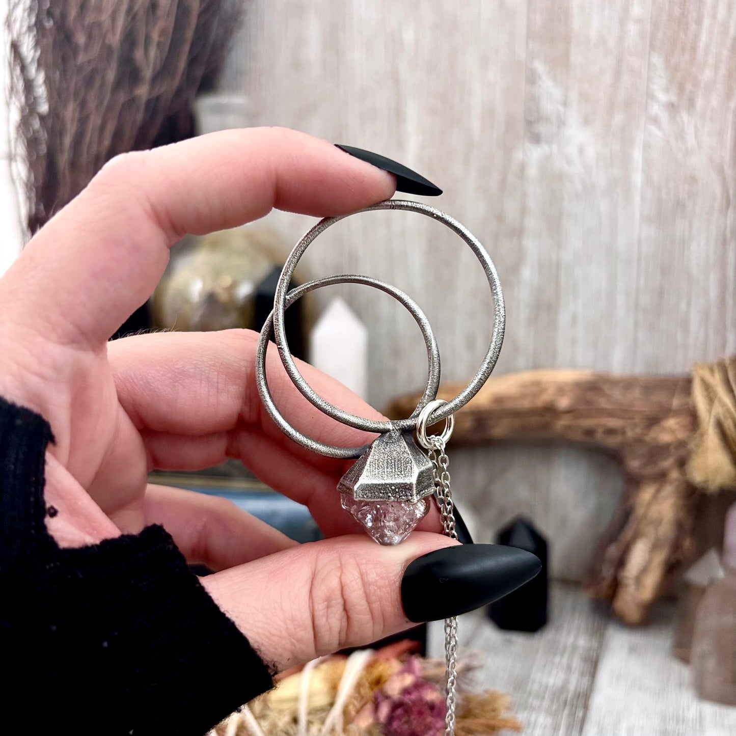 Herkimer Diamond Crystal Necklace in Fine Silver / Foxlark Collection - One of a Kind