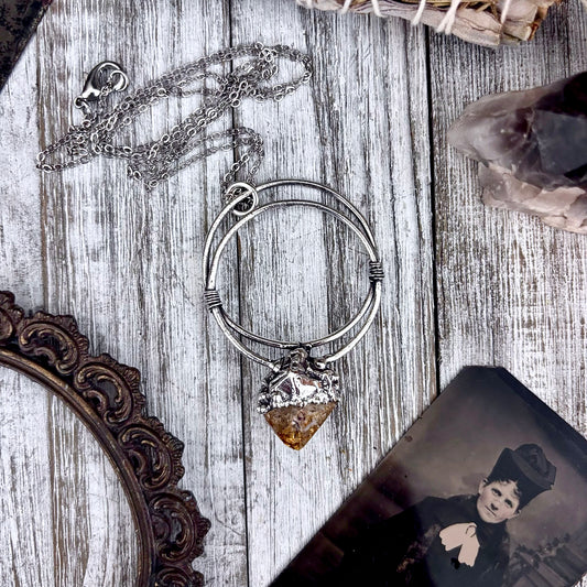 Big Raw Citrine Necklace in Fine Silver / Foxlark Collection - One of a Kind