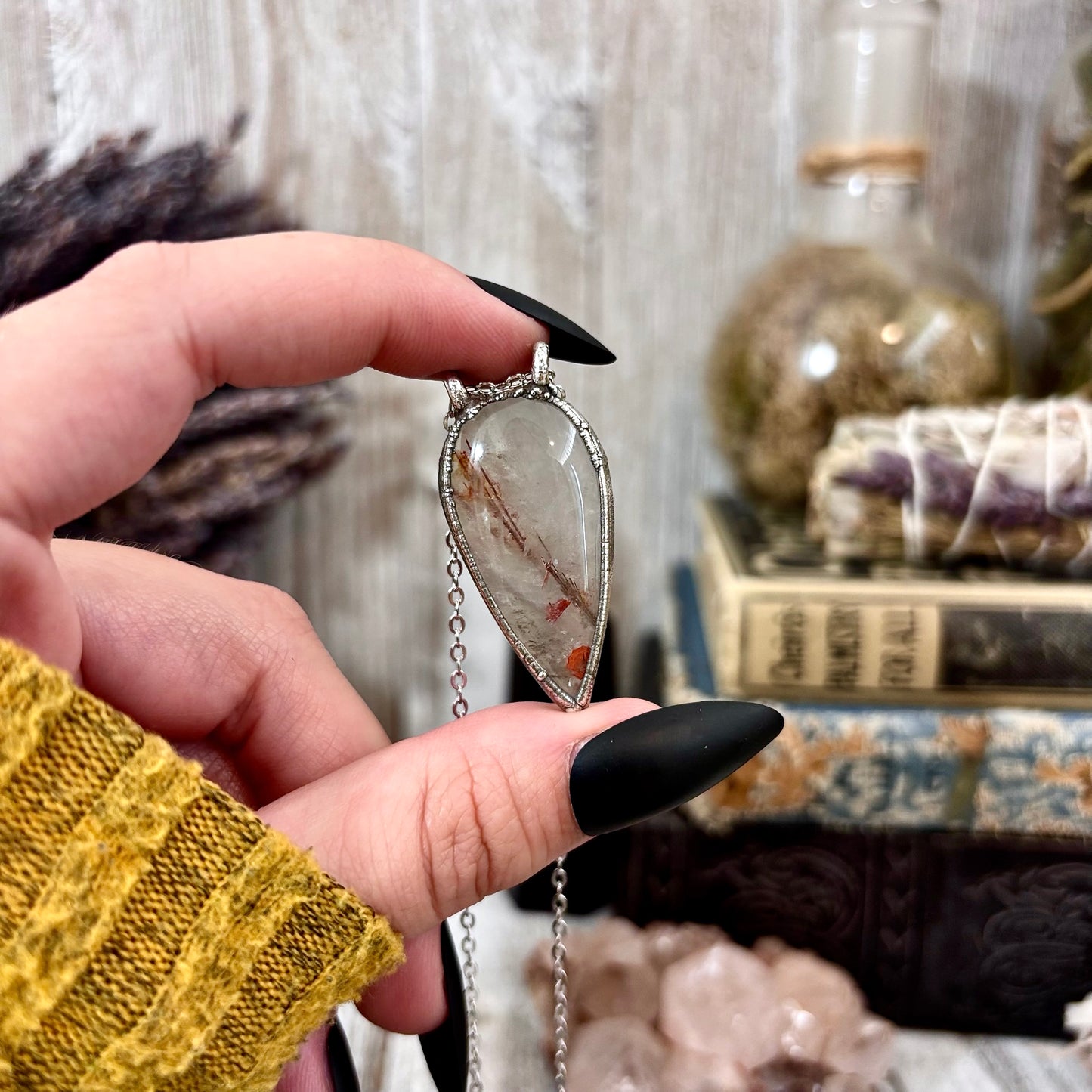 Rutilated Quartz Crystal Necklace in Fine Silver / Foxlark Collection - One of a Kind