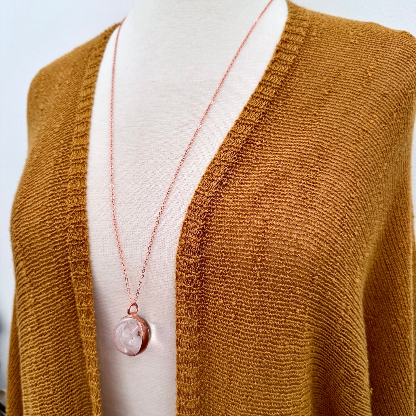 Clear Quartz Crystal Ball Necklace in Copper / Foxlark Collection