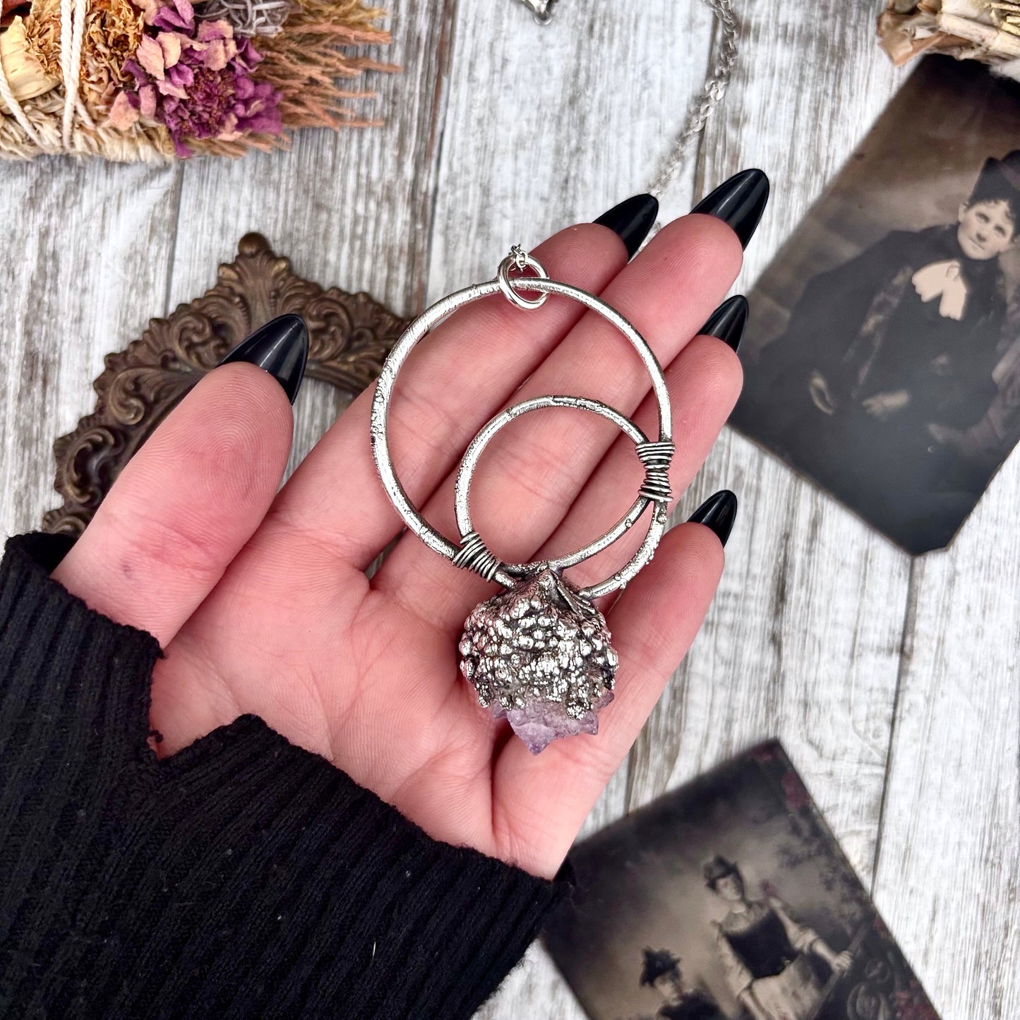 Raw Spirit Quartz Crystal Necklace in Fine Silver / Foxlark Collection - One of a Kind