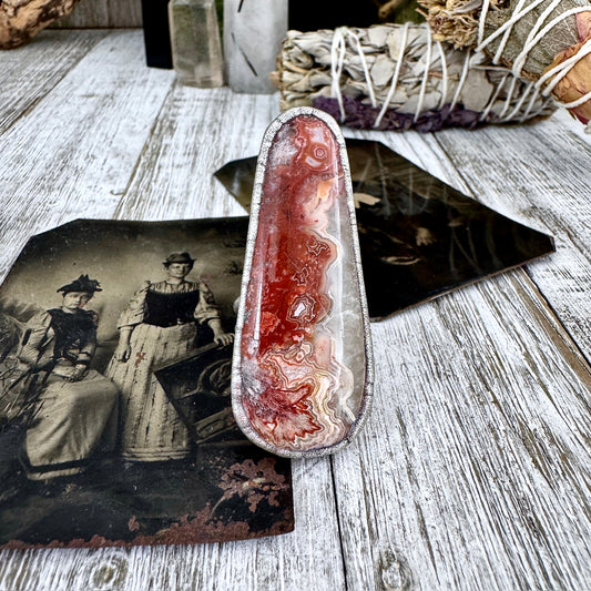 Crazy Lace Agate Crystal Ring Fine Silver Size 9 / Foxlark Collection - One of a Kind