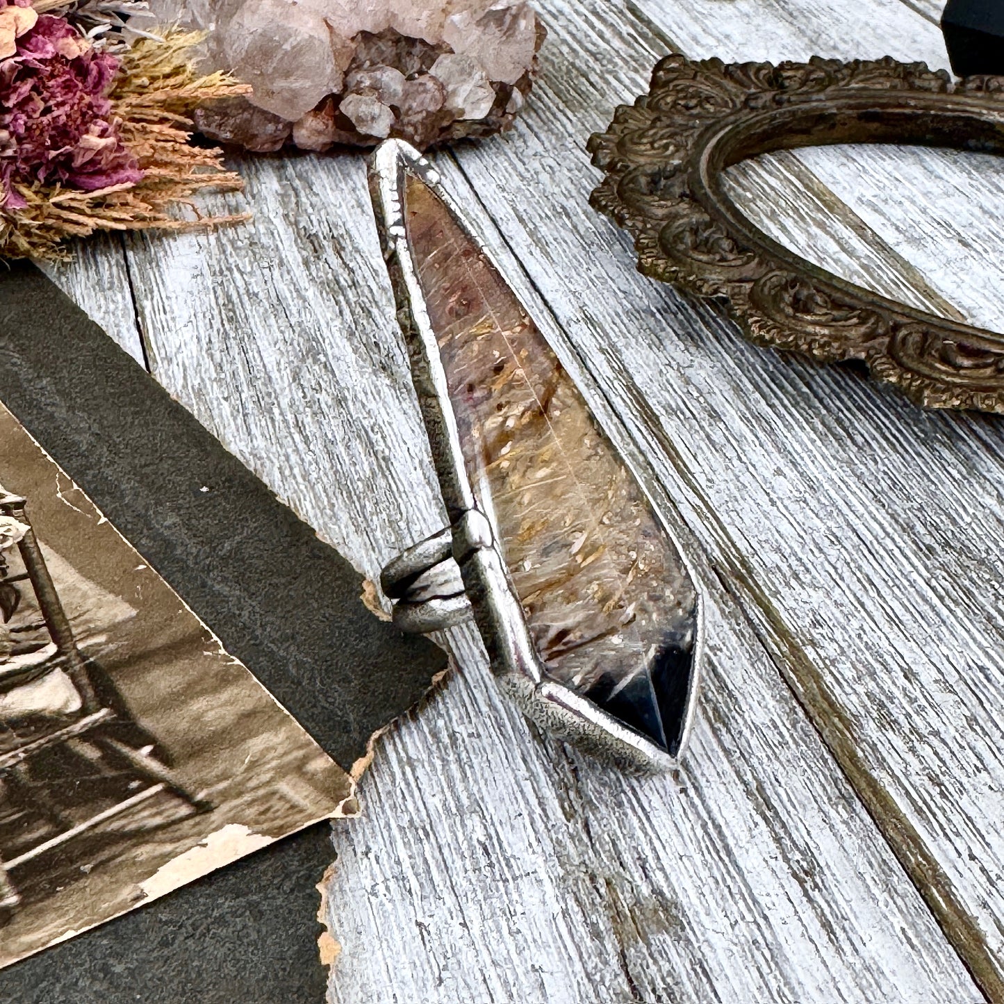 Fossilized Palm Root Ring Size 8 / Foxlark Crystal Jewelry Collection