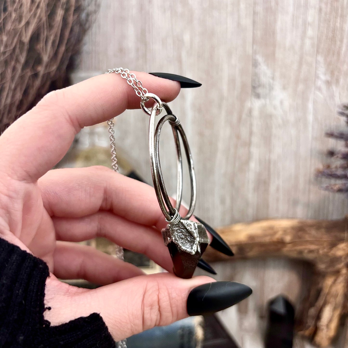 Raw Smoky Quartz Crystal Necklace in Fine Silver / Foxlark Collection - One of a Kind