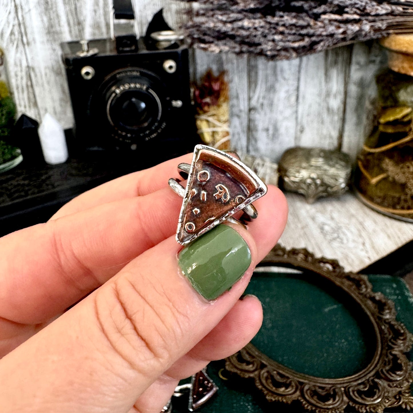 Lucky Penny Club - Pizza Slice Ring Size 8 or 9 Fine Silver - Foxlark Collection