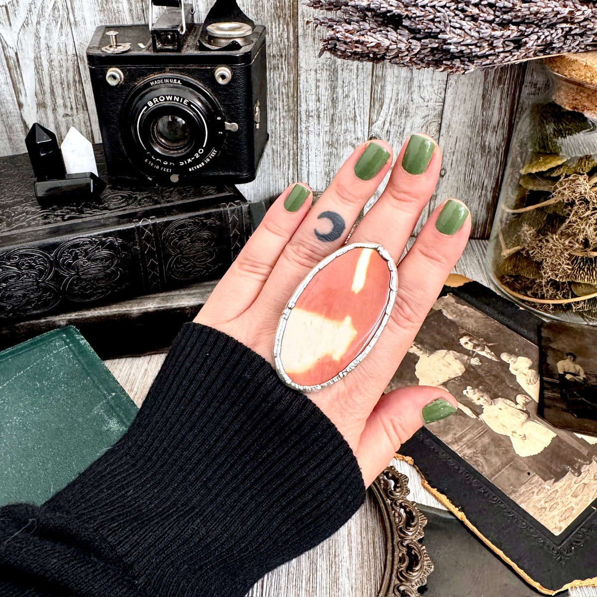 FOXLARK Mookaite ring in fine silver, size 11, featuring a bold, one-of-a-kind gemstone setting in a natural jewelry design.