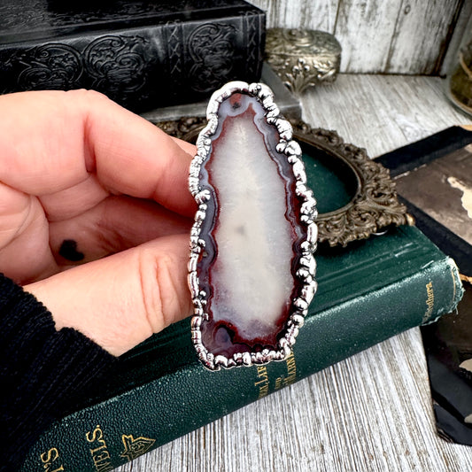 The Colossal Collection - Agate Slice Crystal Ring Fine Silver Size 9.5 / One of a Kind