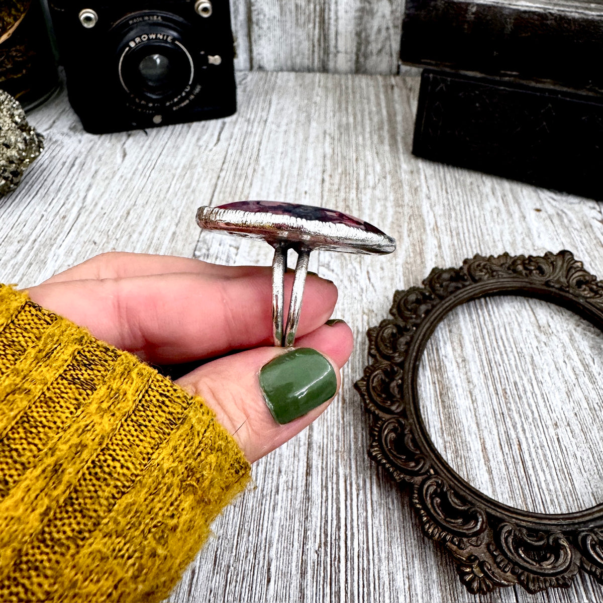 FOXLARK Cowboy Road Sign Sunset Ring in fine silver, size 9, featuring a unique design inspired by road to nowhere.