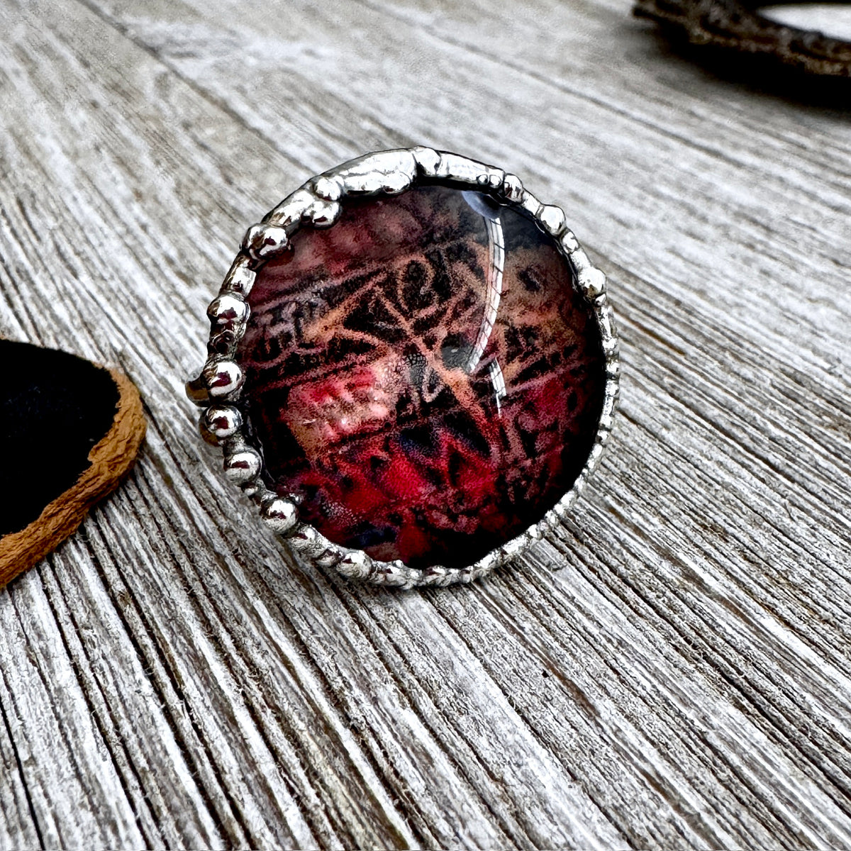 Fine silver "Road To Nowhere" Dive Bar Graffiti Ring by FOXLARK, size 10.5, featuring unique graffiti design.