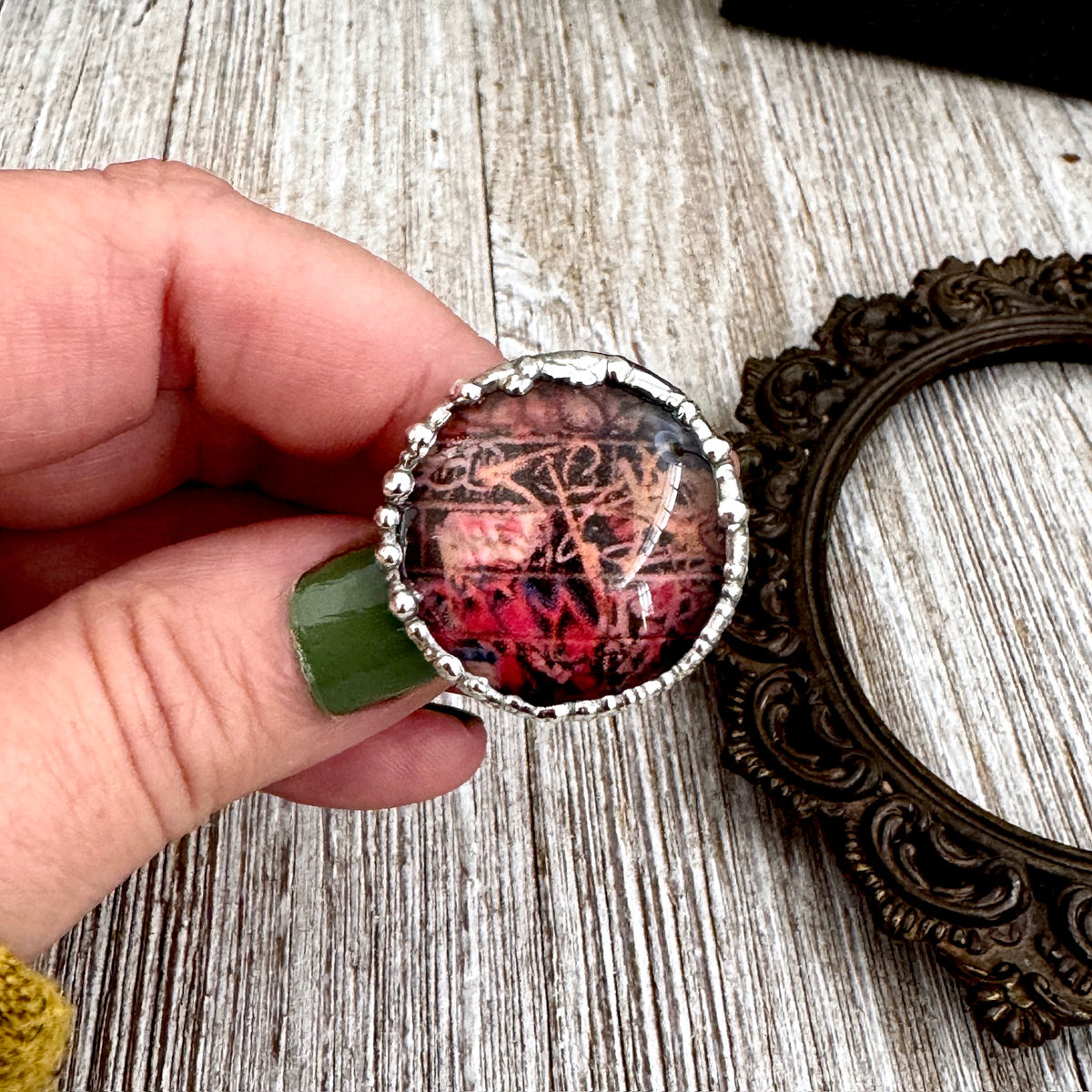 FOXLARK Road To Nowhere dive bar graffiti silver ring, size 10.5, featuring detailed engraved graffiti art on a fine silver band.
