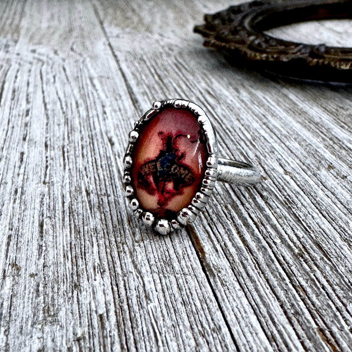 Fine silver cowboy road sign ring with "Road To Nowhere" design, size 8, by FOXLARK, featuring a unique, handcrafted style.
