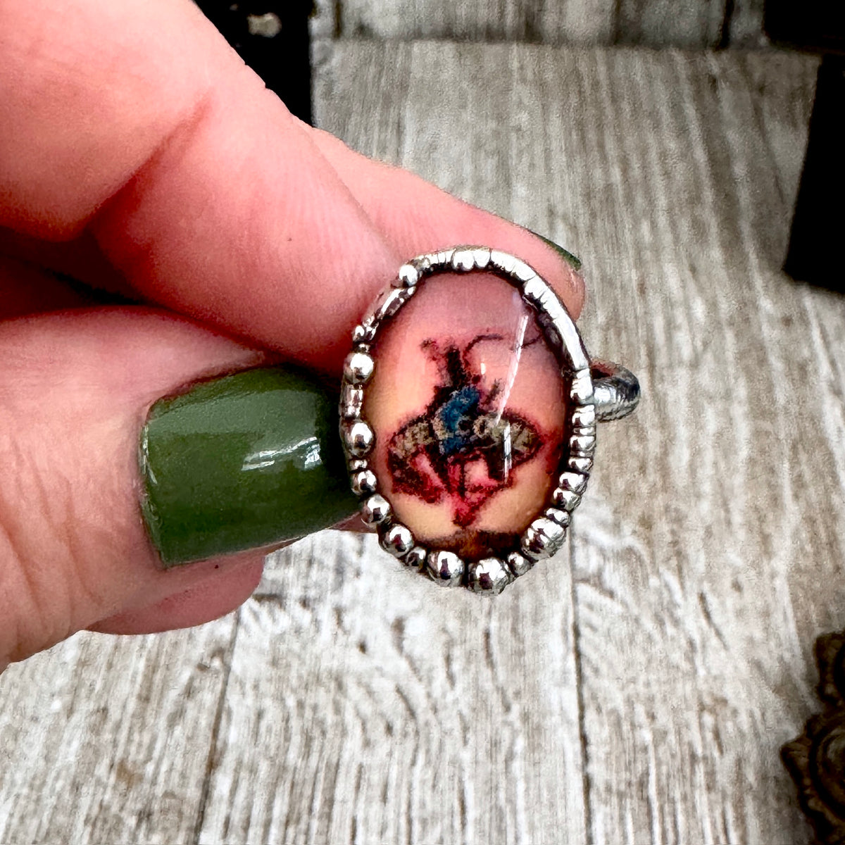 Fine silver cowboy road sign ring featuring "Road To Nowhere" design, size 8, by FOXLARK, one of a kind jewelry piece.