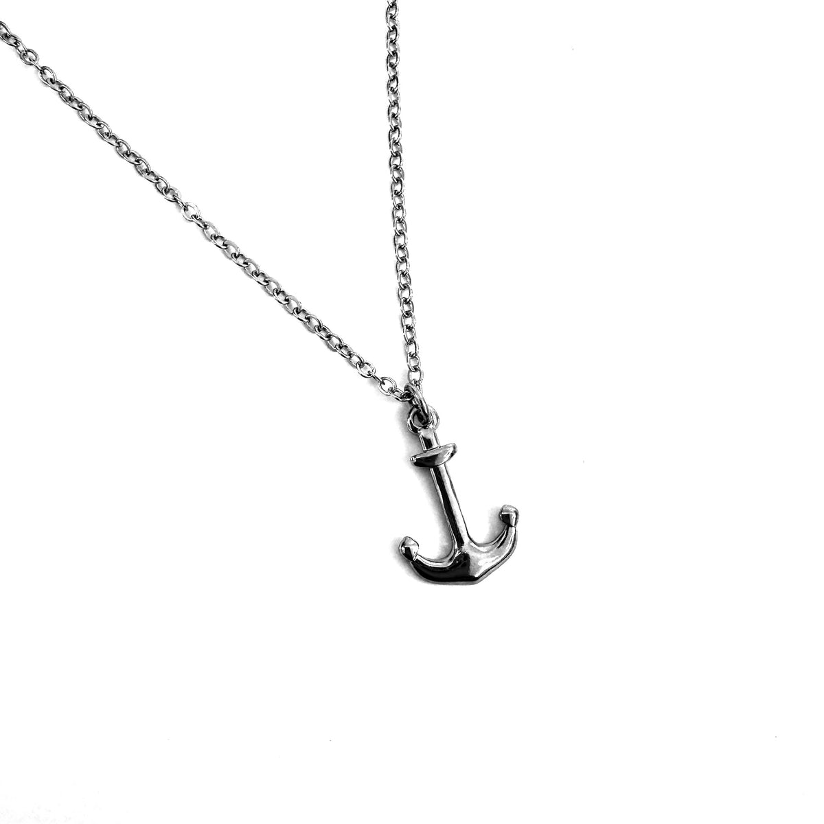 FOXLARK Anchor Charm necklace featuring a delicate "Steady as She Goes" anchor pendant on a fine chain.