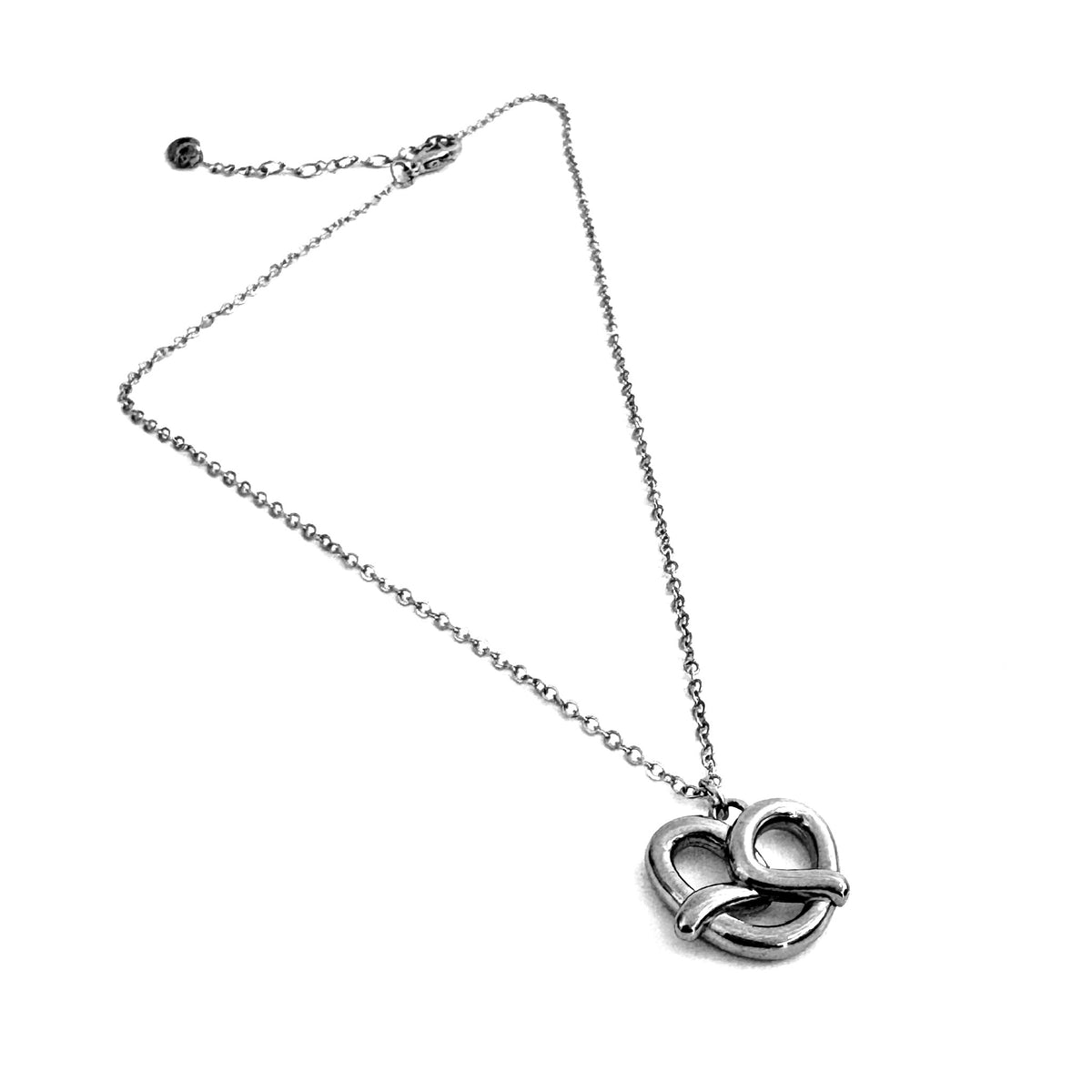FoXLARK pretzel charm necklace featuring a quirky "Carbs Are a Personality" pendant, perfect for fun jewelry accessories.