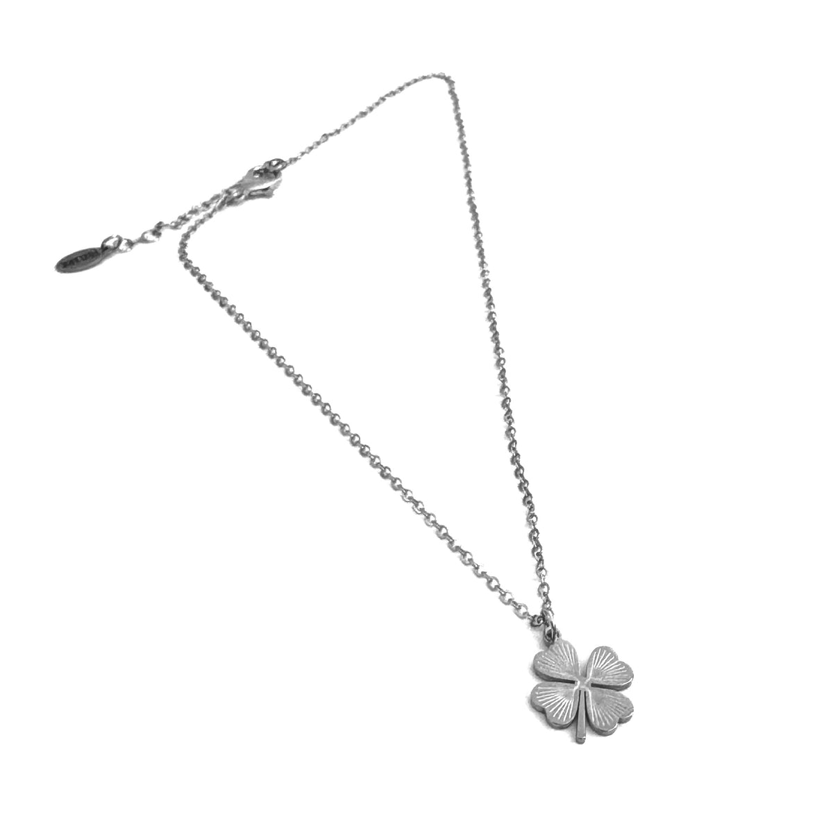 FOXLARK four-leaf clover charm pendant necklace, a lucky charm with a delicate design on a silver chain.