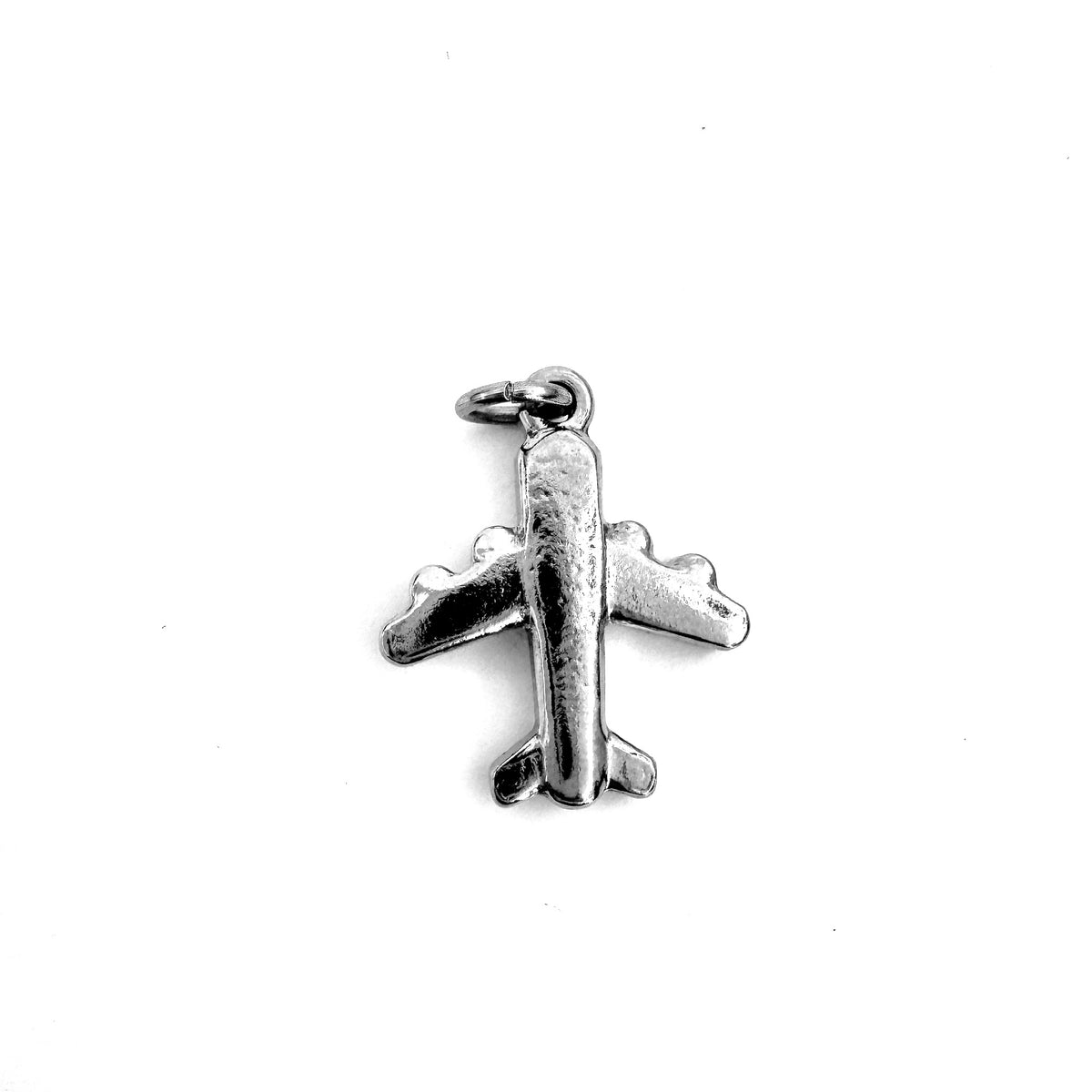 Dainty airplane charm pendant from FOXLARK's Lucky Charm Bar, suitable for necklaces or as a passport-ready charm.