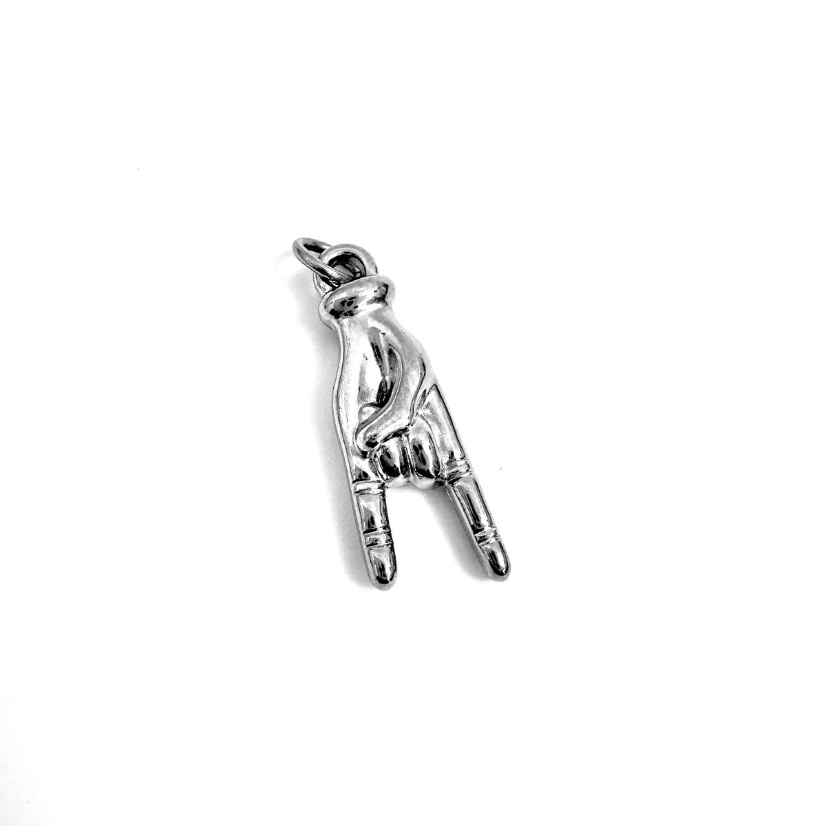FOXLARK Rock On hand charm pendant necklace featuring a dainty, bold hand-shaped charm for expressive style.