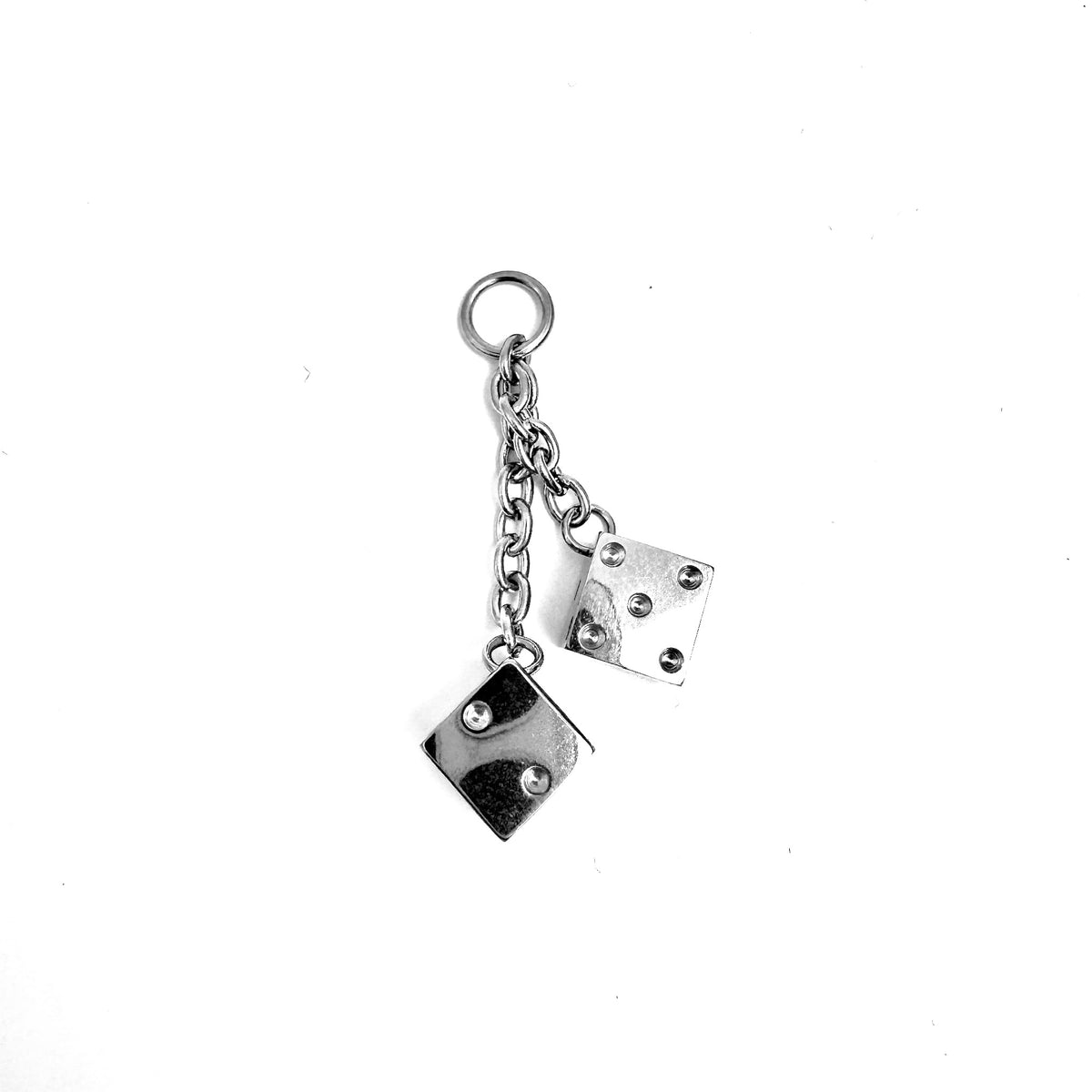 FoXLARK Dice charm necklace pendant featuring a lucky rolling dice design, perfect as a charm or lucky accessory.