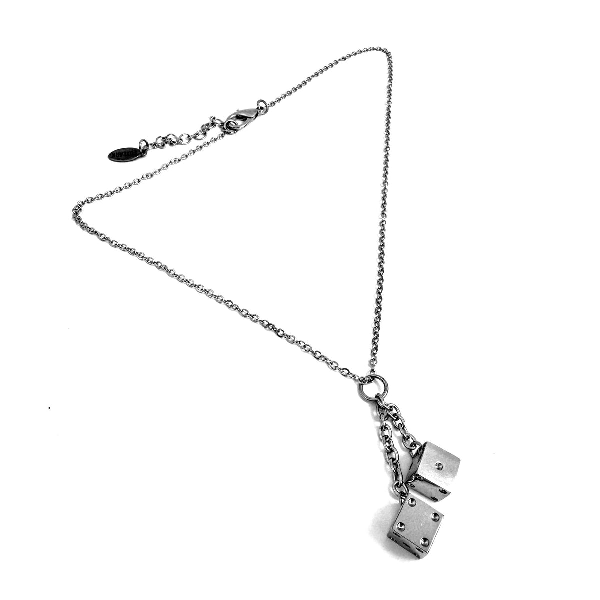 FOXLARK dice charm necklace featuring a lucky roll design, perfect as a charm or pendant for a lucky jewelry look.