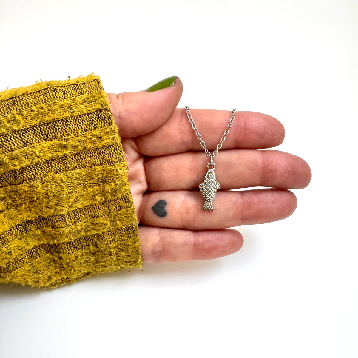 FOXLARK Fish Charm pendant necklace featuring a dainty "Plenty More Fish in the Sea" design, perfect for charm jewelry.